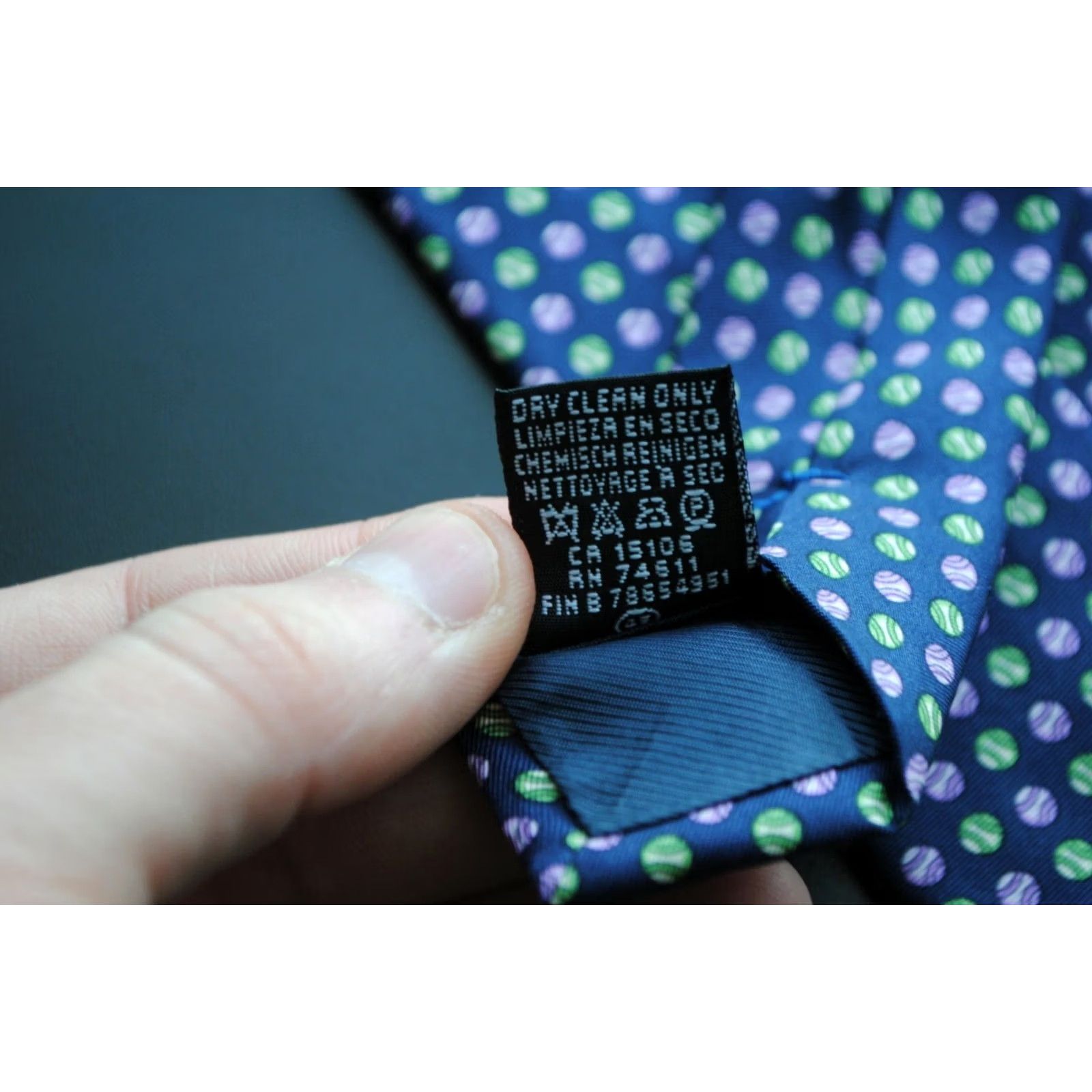 Vintage FRANGI TIE Geometric DOTS 100% Silk Made in ITALY Blue Mens Classic Length 57-60in 150cm Size ONE SIZE - 6 Thumbnail