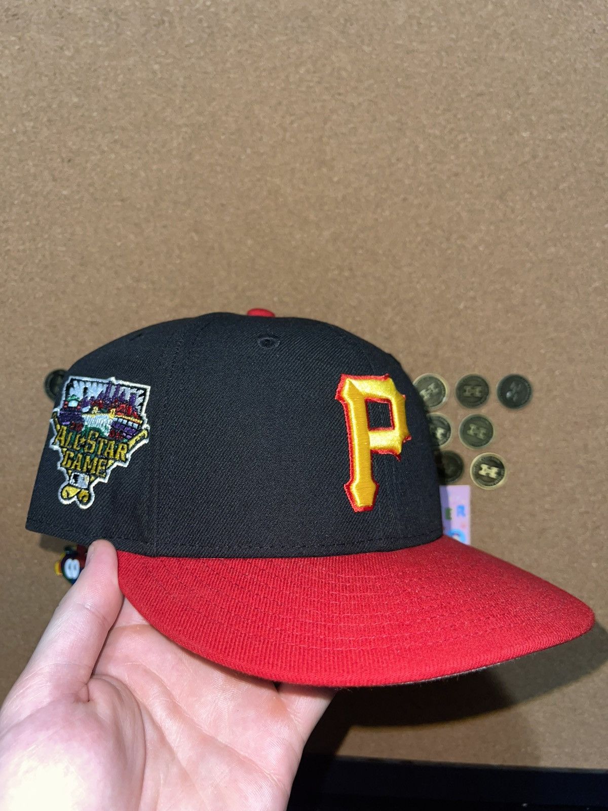 Hat Club Exclusive New Era Orange Crush 7 3/8 Pittsburgh Pirates In Hand w/  Pin