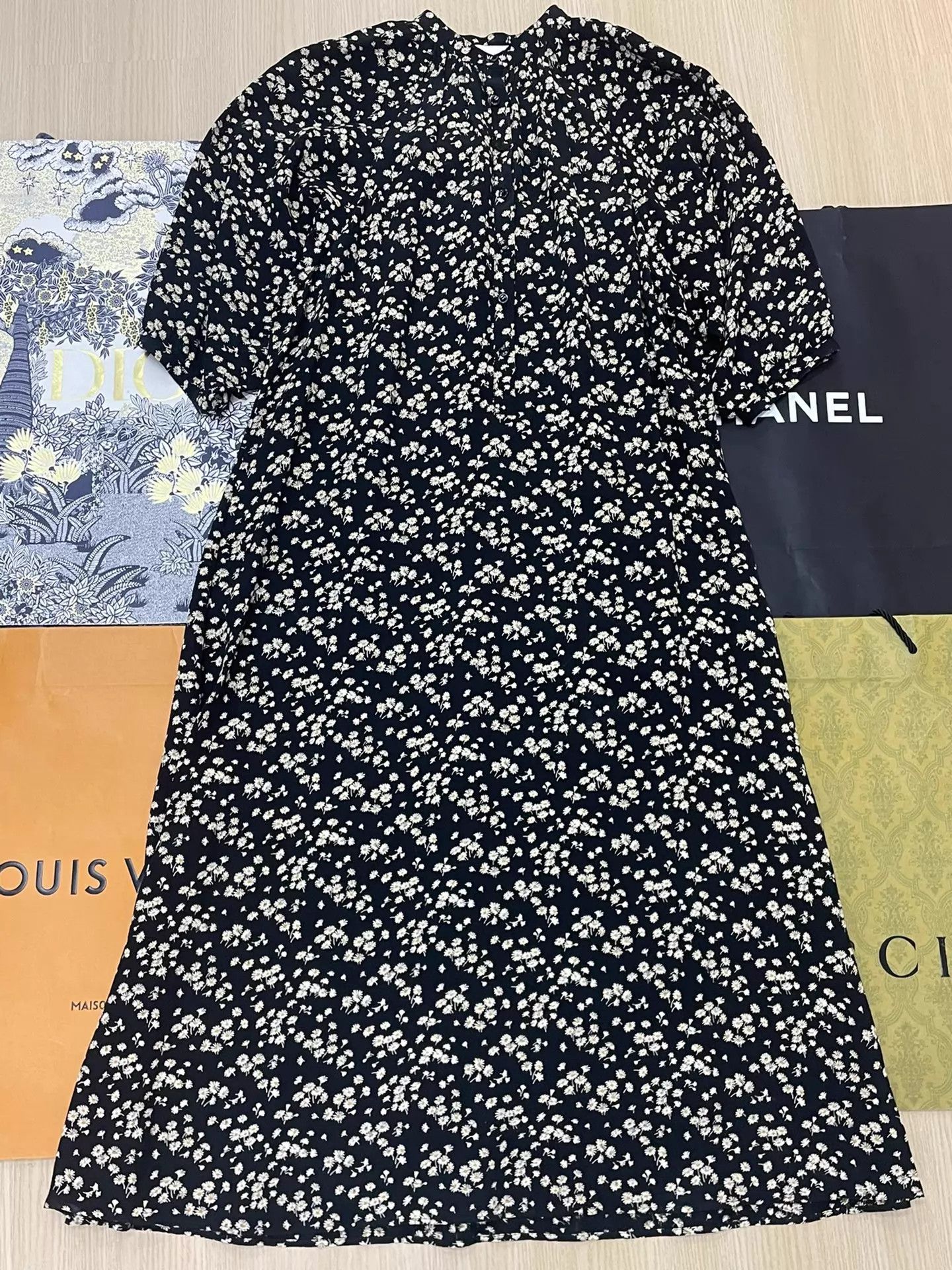Celine Celine black floral long dress women's 38 Size XS / US 0-2 / IT 36-38 - 1 Thumbnail