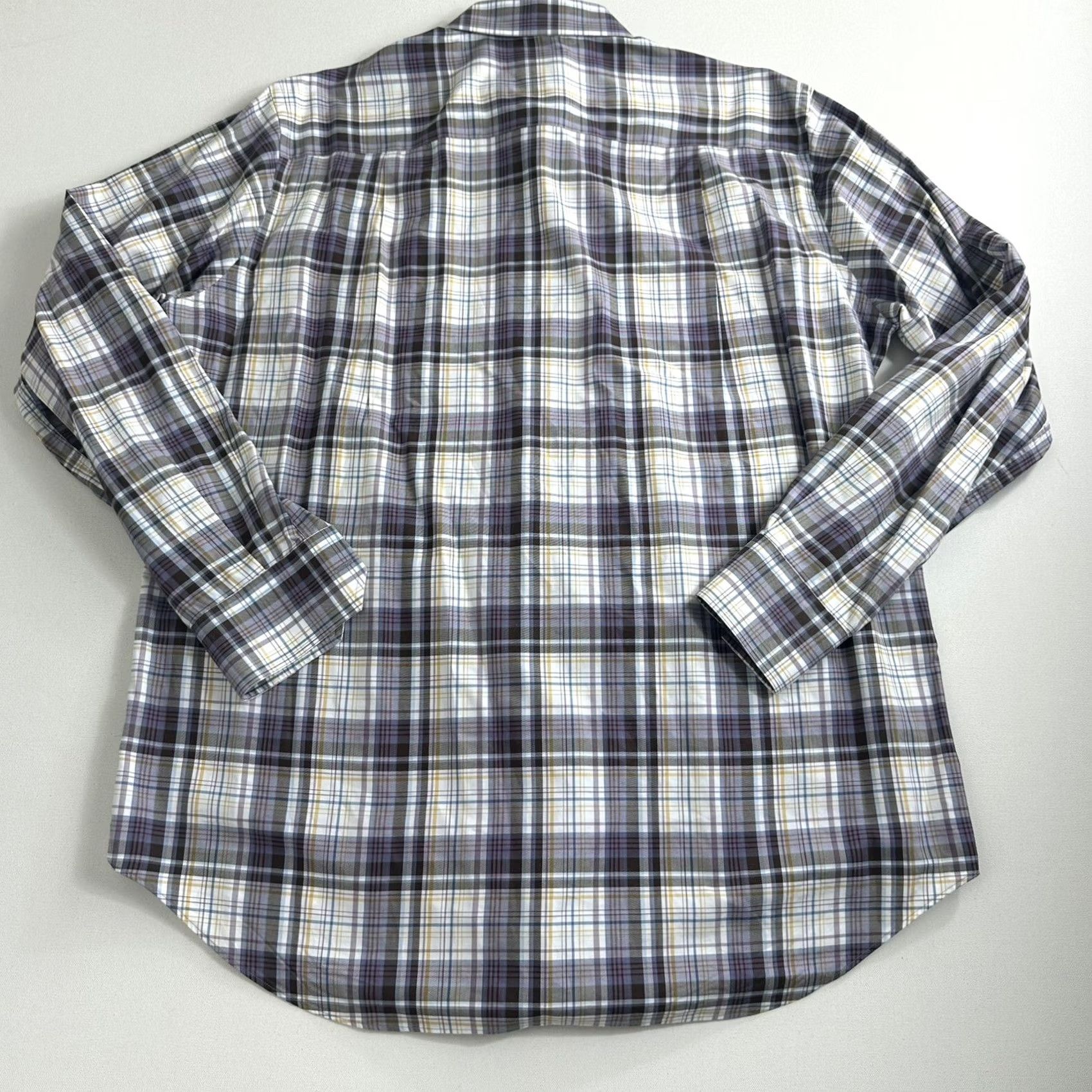 David Donahue David Donahue Dress Shirt Mens XL Purple Plaid Button Up Long Sleeve Shirt Size 46R - 2 Thumbnail