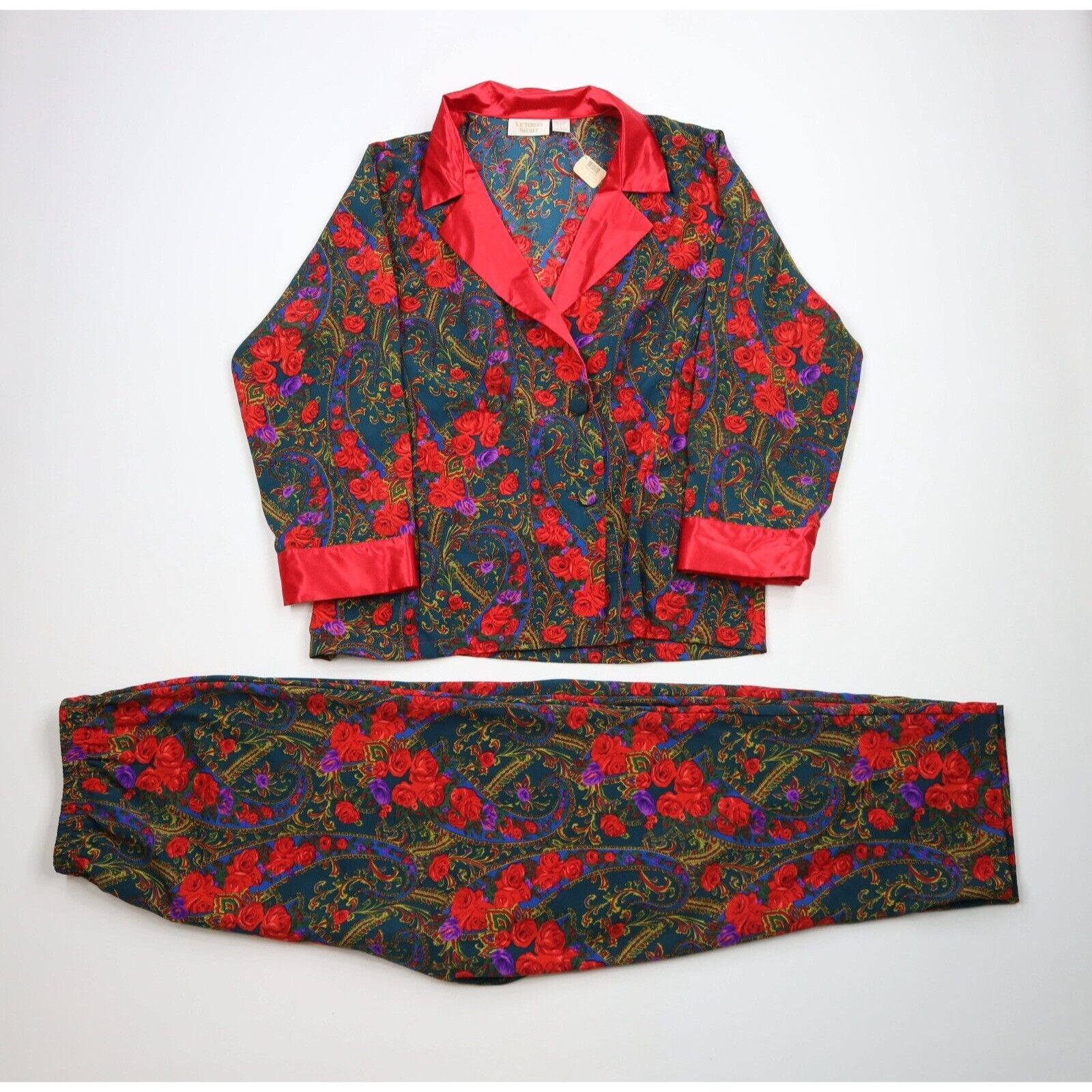 Victoria's Secret × Vintage NOS Vintage 90s Victorias Secret 2 Piece Flower Pajamas Size L / US 10 / IT 46 - 1 Thumbnail