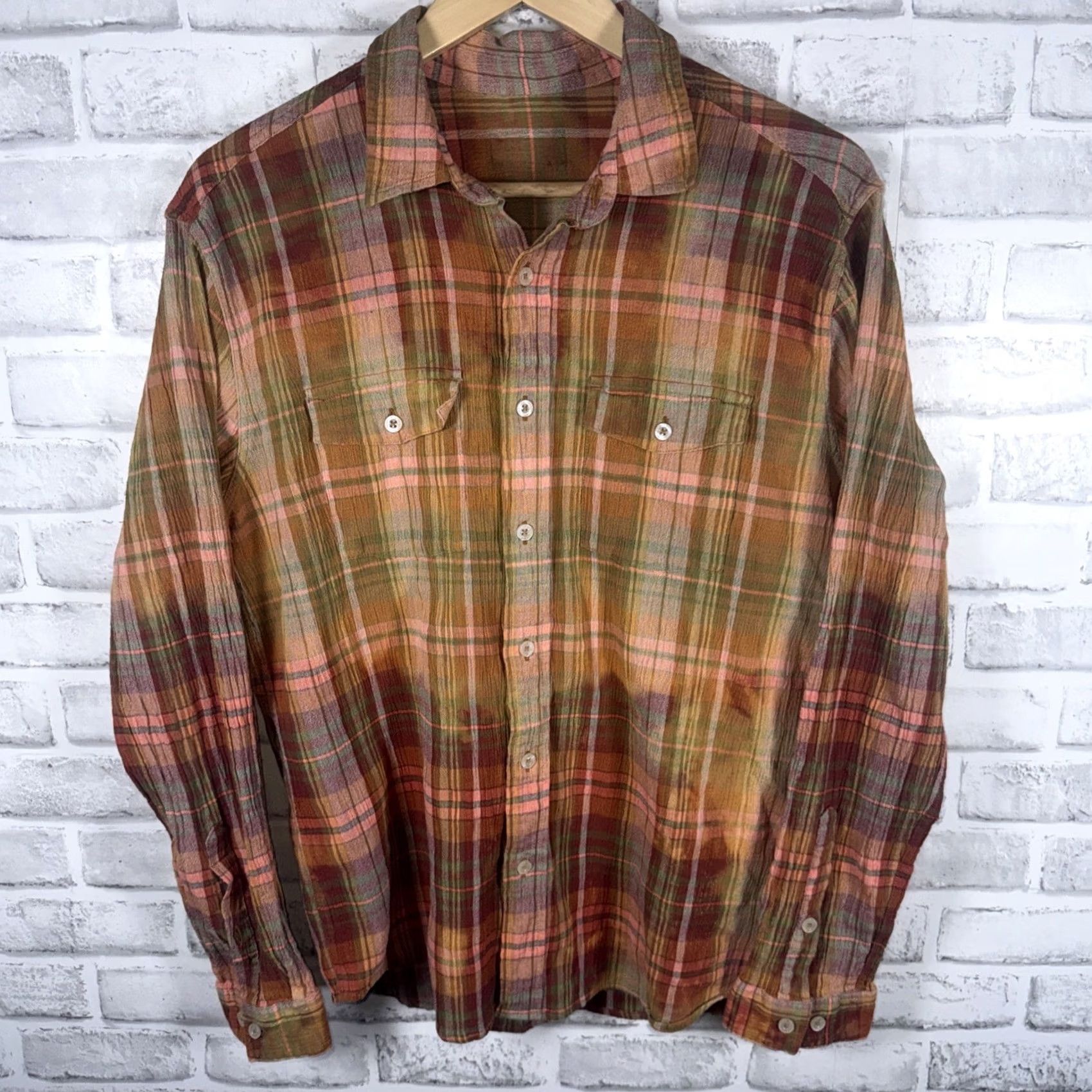 Aerosmith Aerosmith Let Rock Rule Orange Plaid Button Up Shirt ROCKABILLY UNISEX S Size US S / EU 44-46 / 1 - 2 Thumbnail