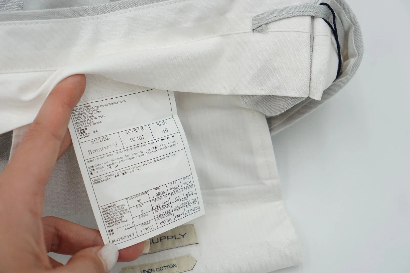 Suitsupply Men Suitsupply Trousers Brentwood Linen & Cotton Grey US36 Size 36R - 7 Thumbnail