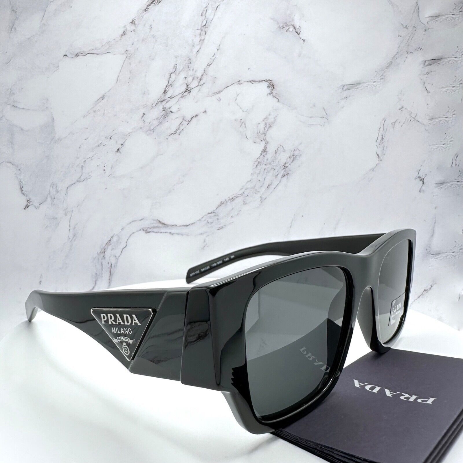 Prada New Prada Sunglasses Black Square Oversized Triangle Plaque Size ONE SIZE - 15 Thumbnail
