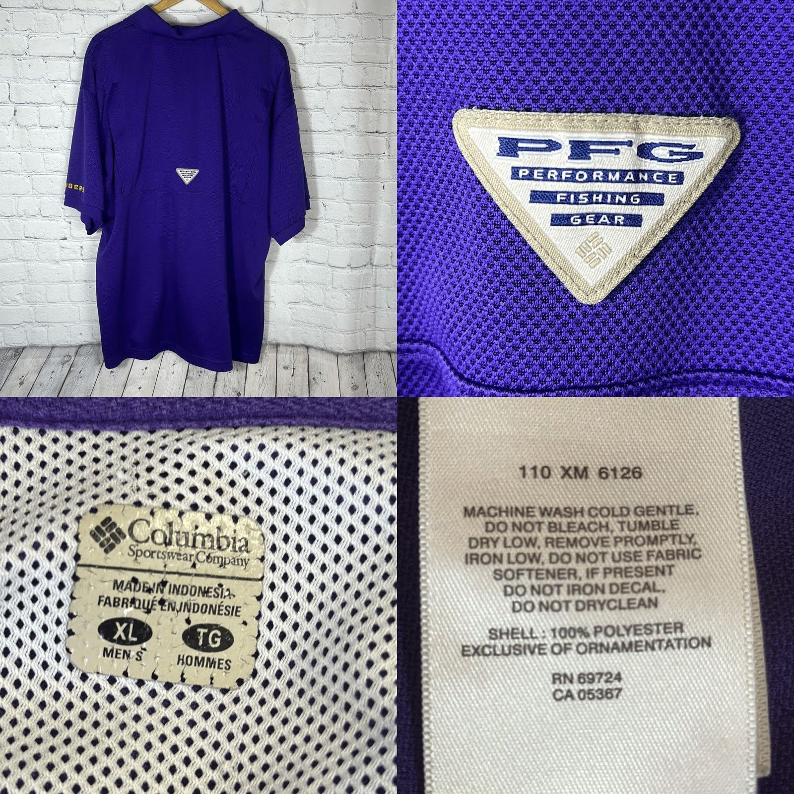 Vintage VINTAGE LSU Tigers Columbia PFG Purple Polo Shirt Mens XL Omni Shade Snags Size US XL / EU 56 / 4 - 8 Thumbnail