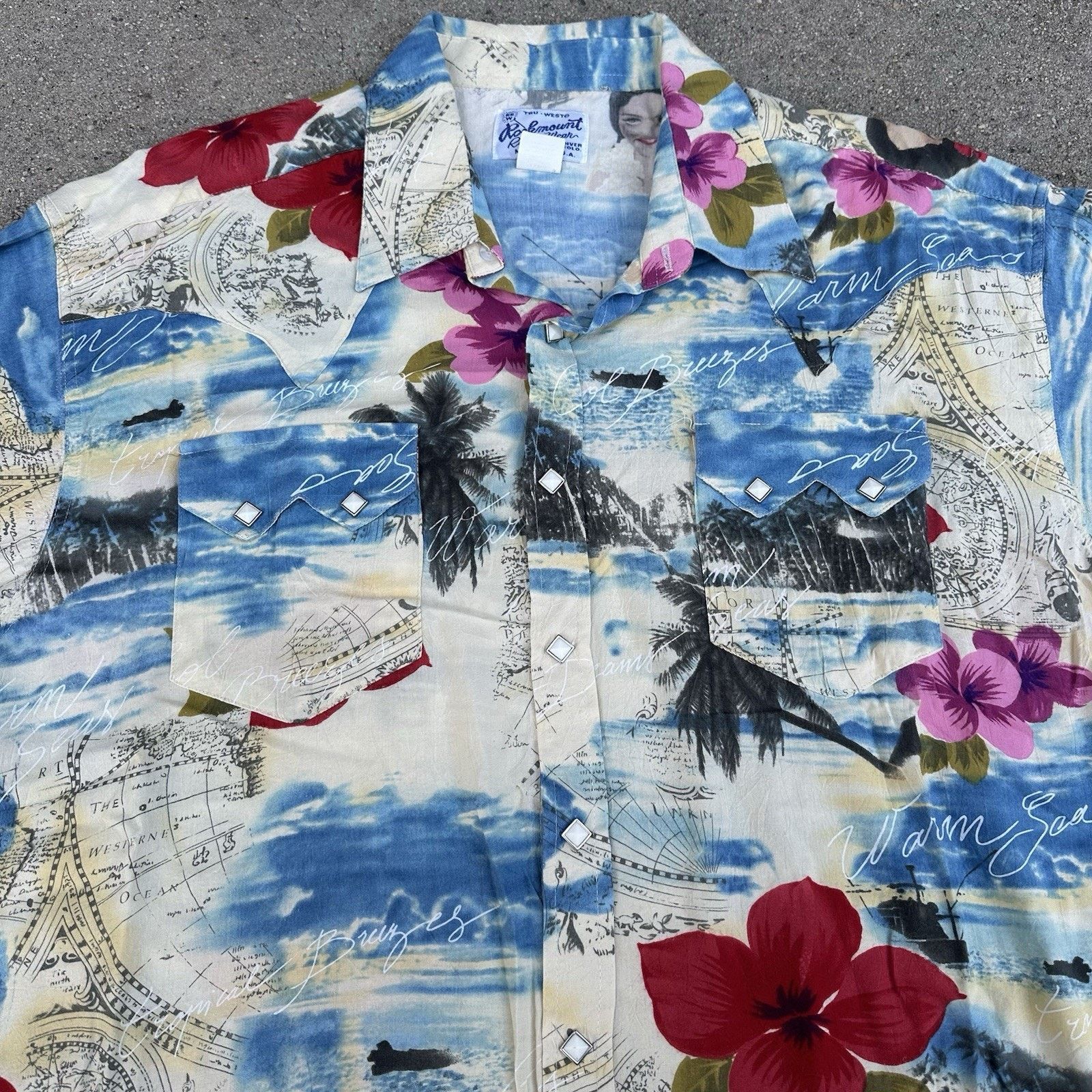 Vintage Rockmount Ranchwear Pearl Snap Rayon Hawaiian Shirt