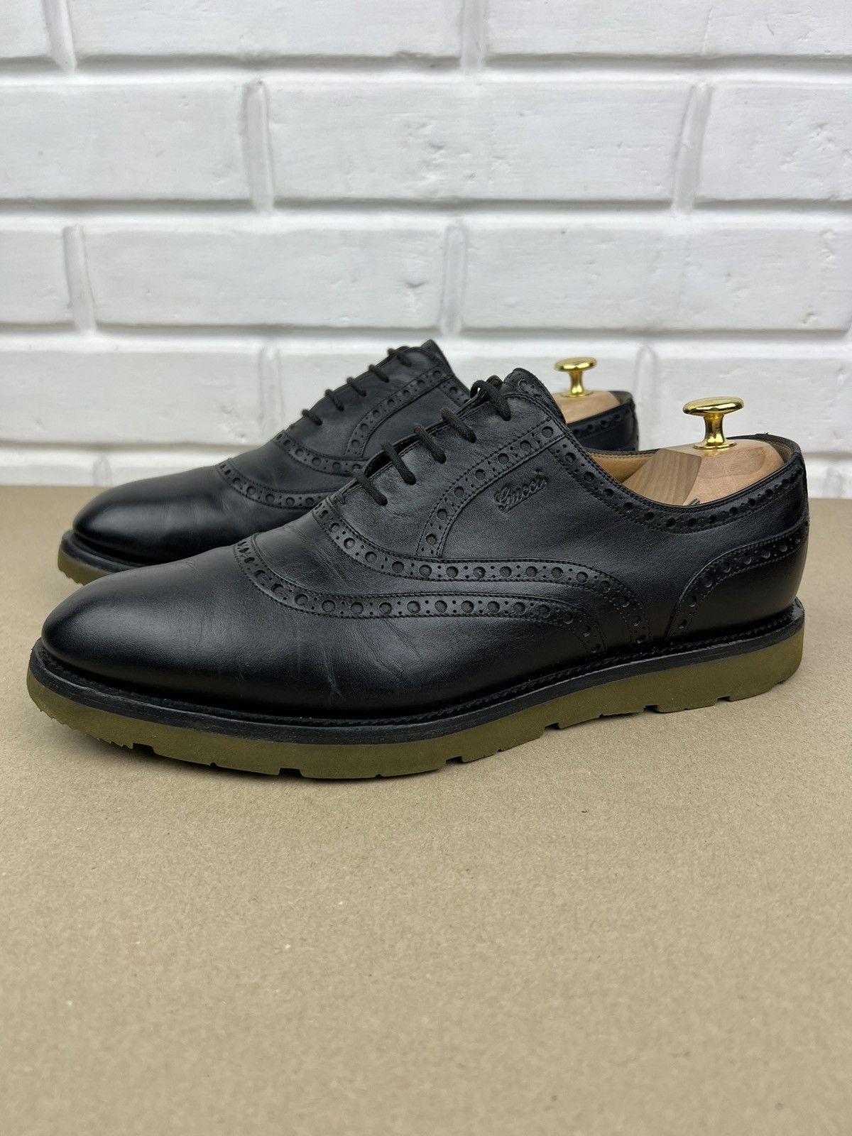 Gucci GUCCI Oxfords Brogues Leather Shoes Lace Up Logo Black Men’s Size US 9.5 / EU 42-43 - 3 Thumbnail