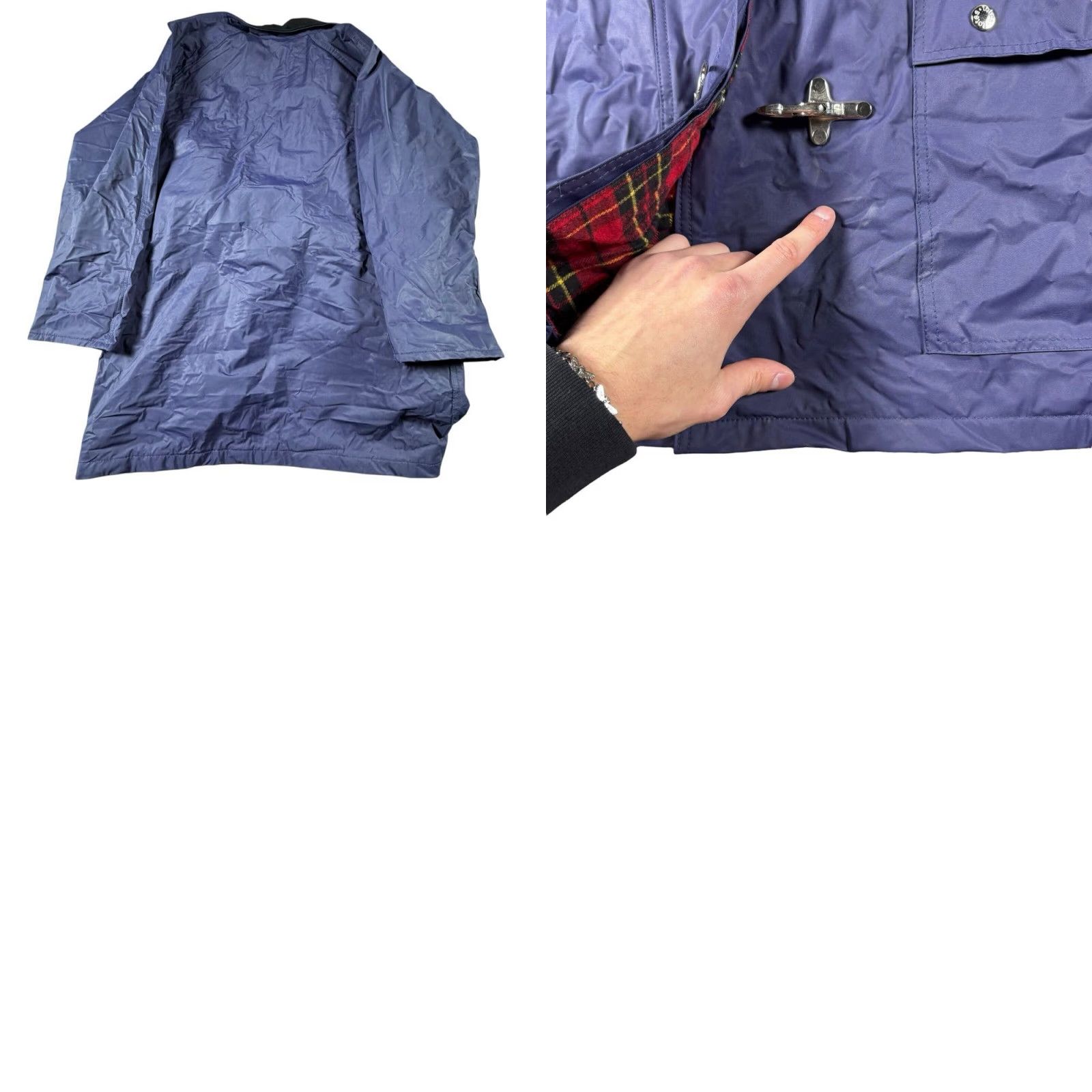 Vintage VINTAGE Totes Rain Coat Jacket Women Small PVC Waterproof Flannel Lined Full Zip Hooded Insulated Pockets Zipper Blue Size S / US 4 / IT 40 - 8 Thumbnail
