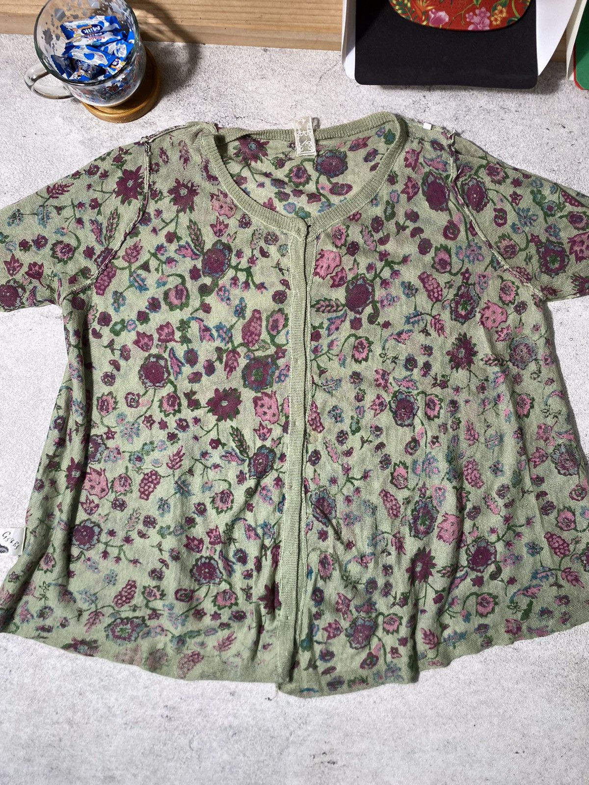 Japanese Brand Vtg Knit Japanese Brand Full Flowers Size ONE SIZE - 15 Thumbnail