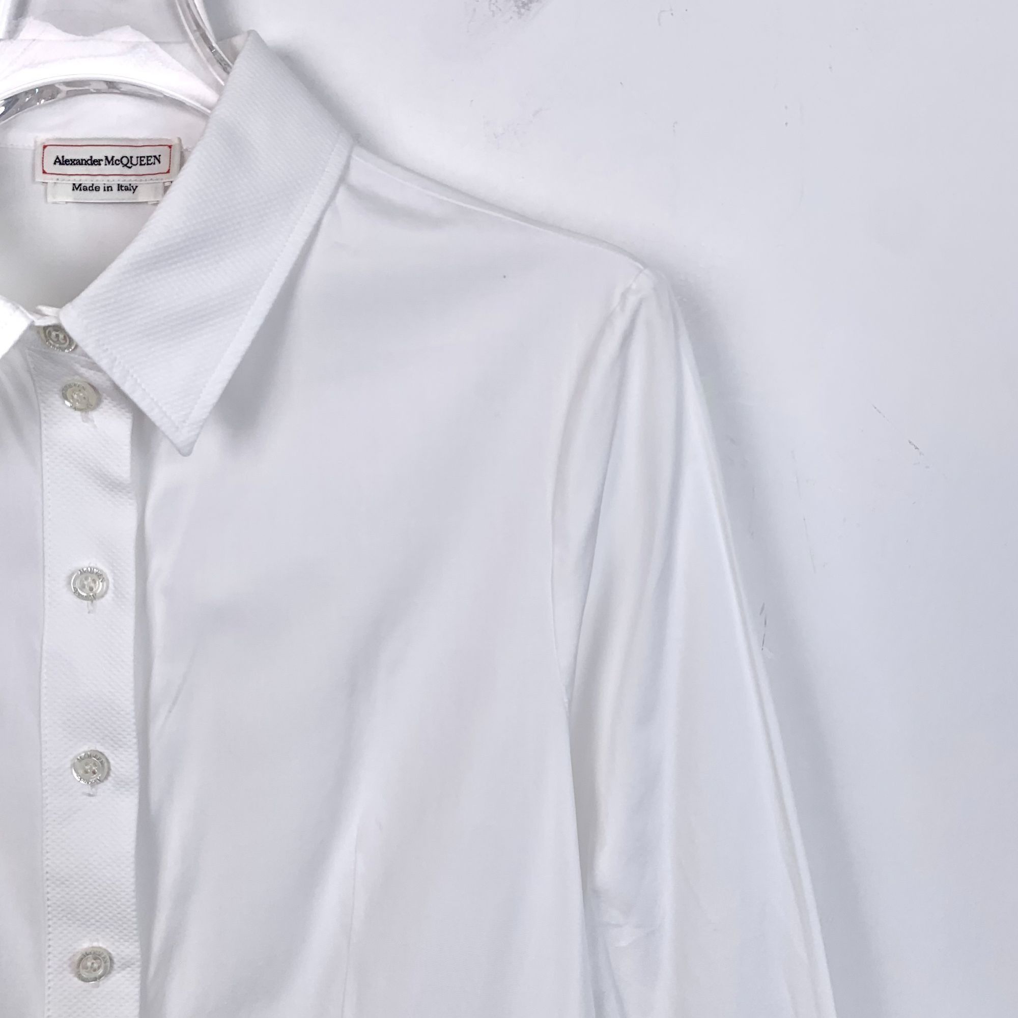 Alexander McQueen Alexander McQueen Womens White Peplum Long Sleeve Button-Dow Size XS / US 0-2 / IT 36-38 - 3 Thumbnail