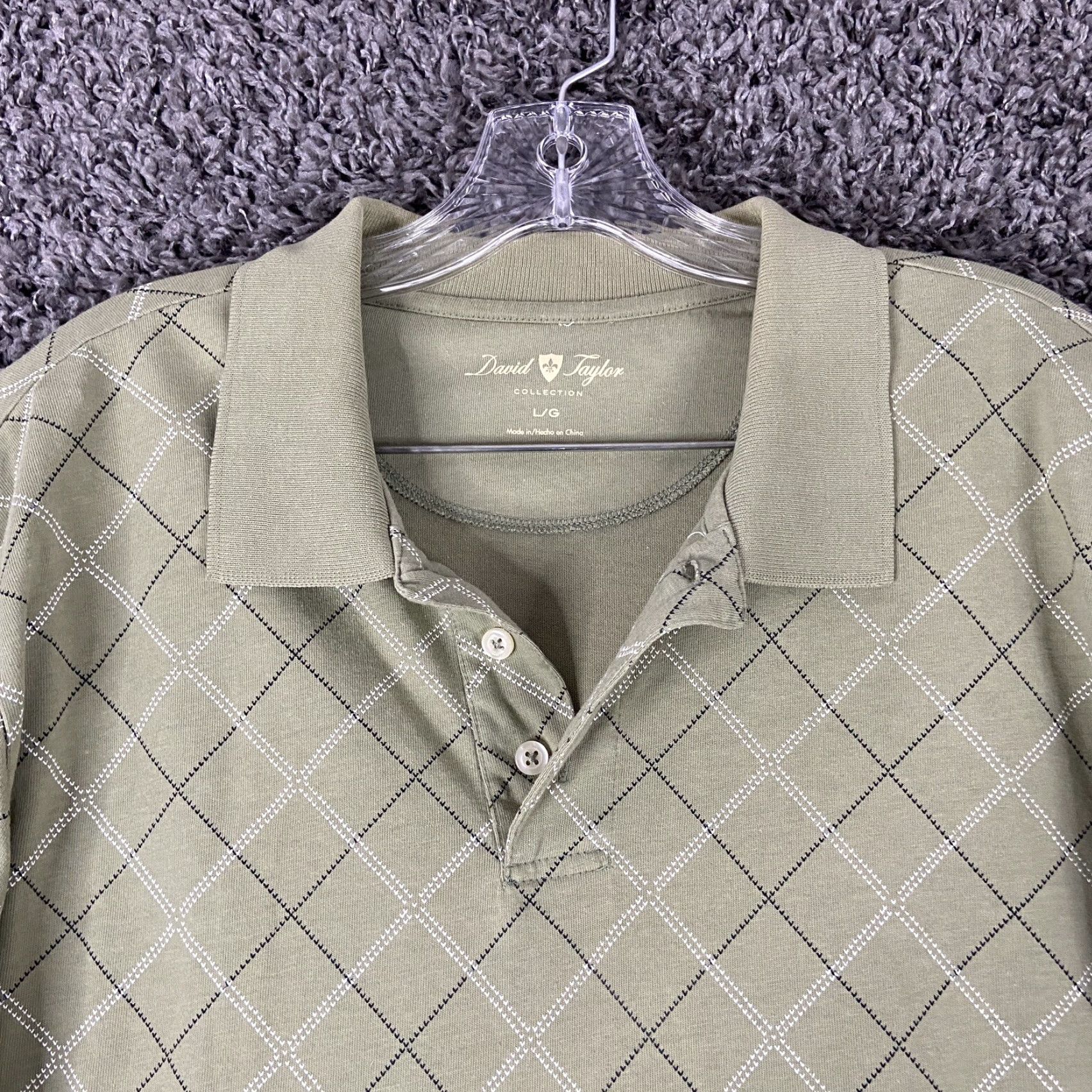 Vintage David Taylor Polo Shirt Men L Green Argyle Diamond Pattern Size US L / EU 52-54 / 3 - 6 Thumbnail