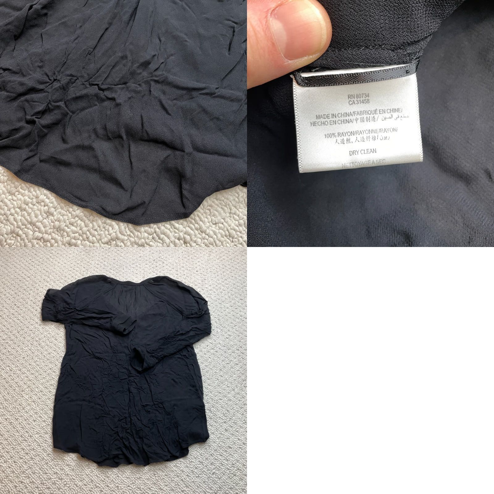 Bcbgmaxazria BCBGMAXAZRIA Blouse Top Womens Small Black Long Sleeve 100% Rayon Ladies Top Size S / US 4 / IT 40 - 8 Thumbnail