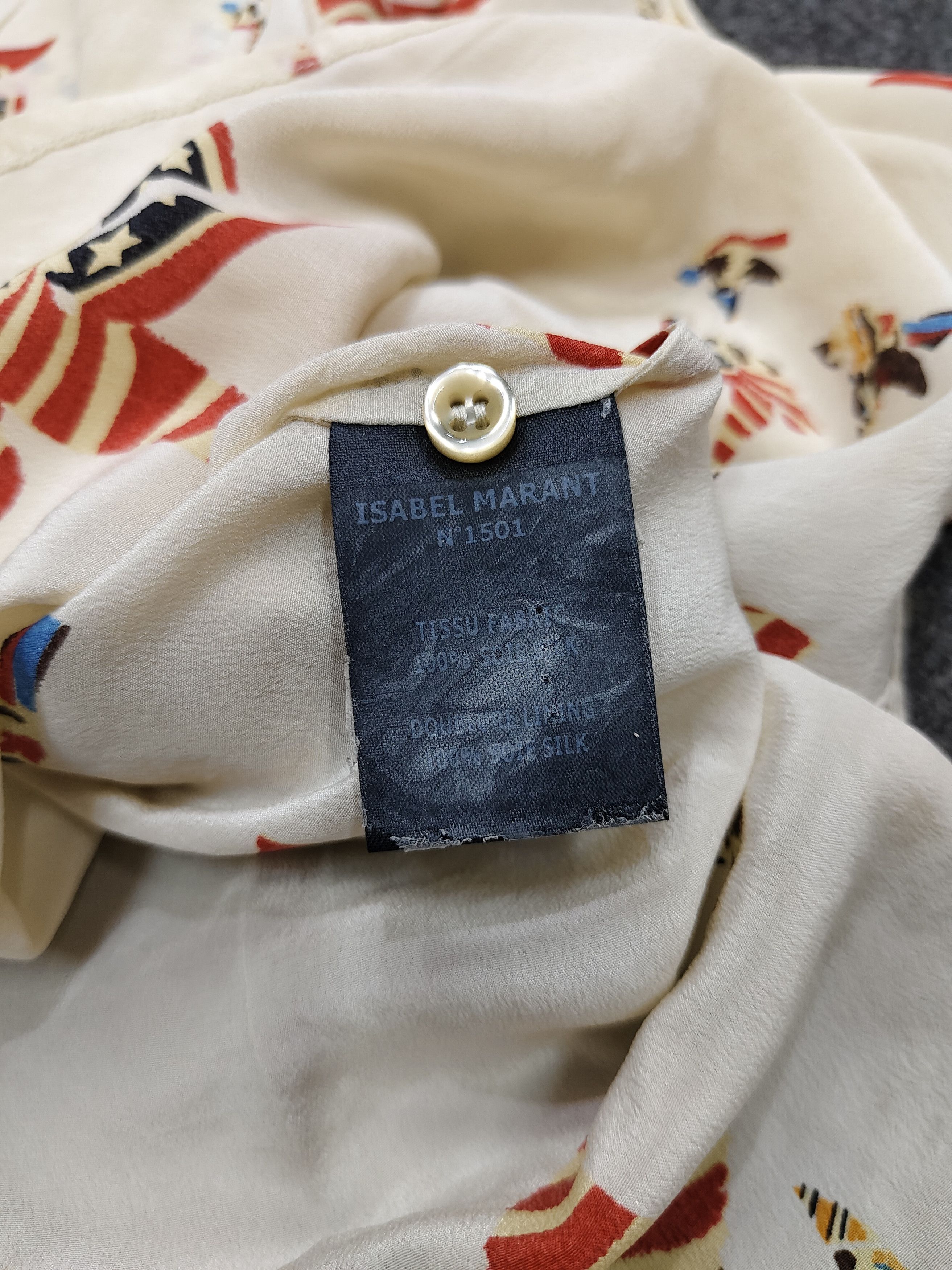 Isabel Marant Isabel Marant Étoile- Silk Folk Graphic Printed Blouse Size S / US 4 / IT 40 - 10 Thumbnail