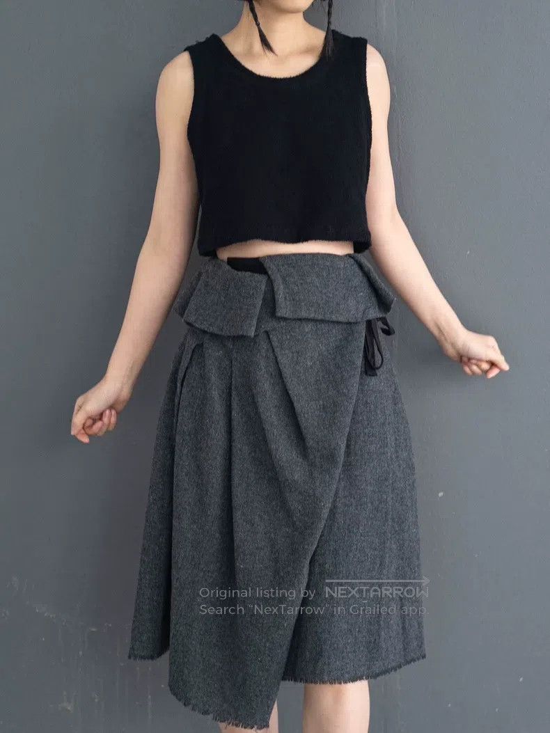 Comme des Garcons Comme Des Garcons size XS Gray wool belt half skirt Size 23" - 3 Thumbnail