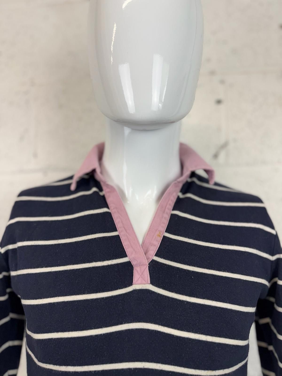 Designer Joules Women's Navy White Striped Polo Shirt Size L Size L / US 10 / IT 46 - 3 Thumbnail