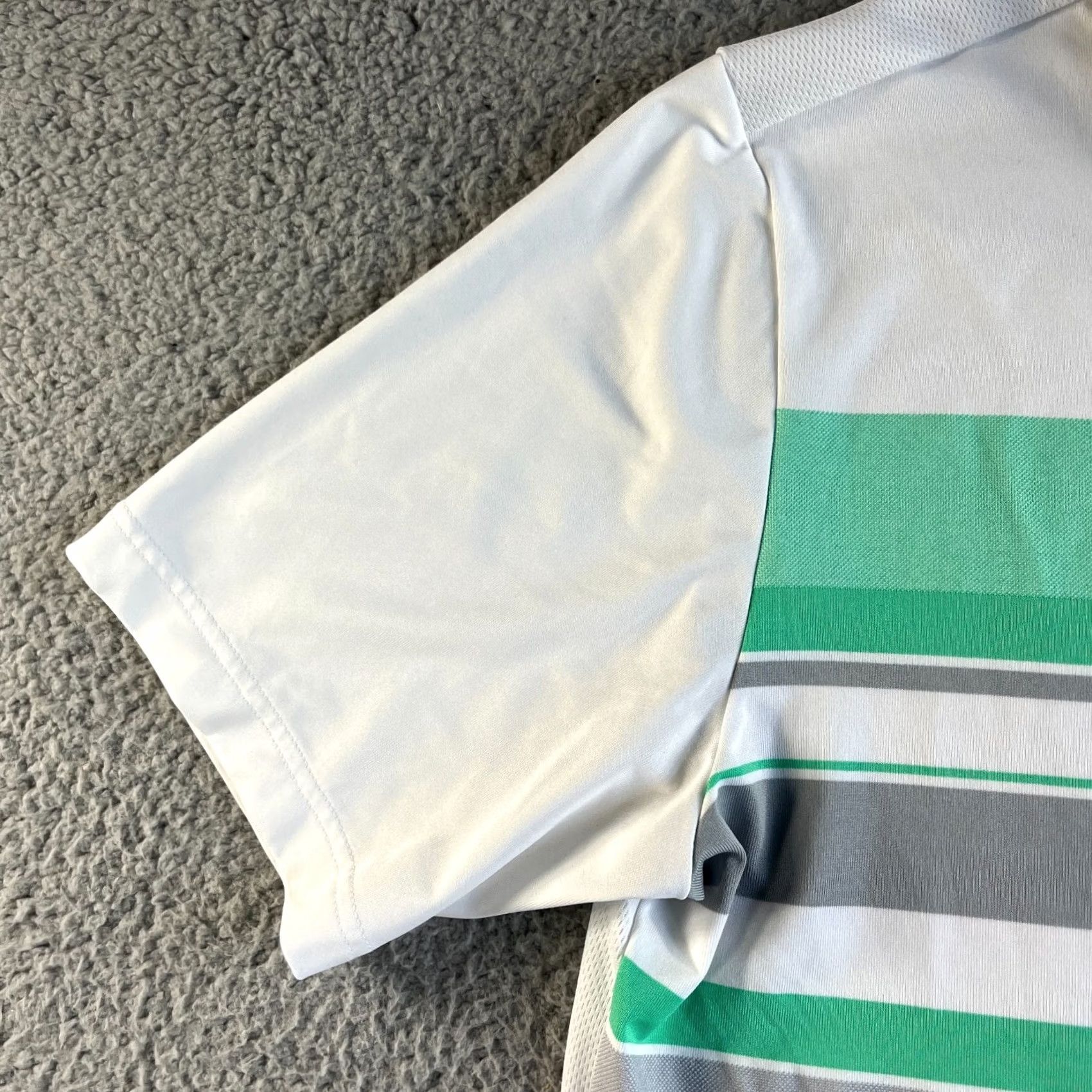Adidas Adidas Polo Shirt Mens Medium White Gray Green Striped Climacool Golf Stretch Shirt Size US M / EU 48-50 / 2 - 7 Thumbnail