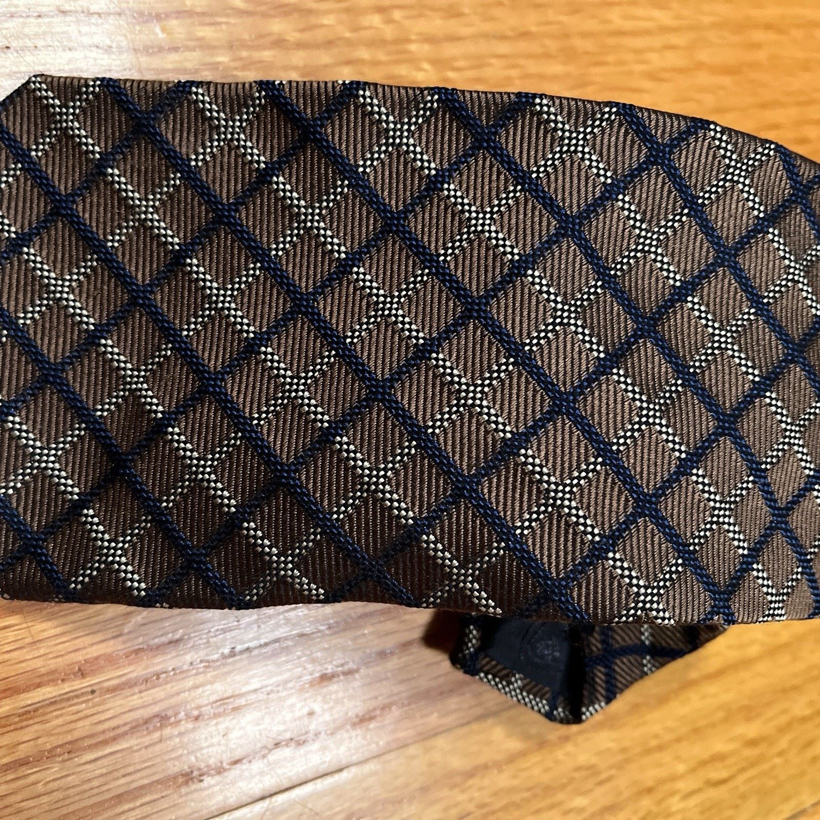 Faconnable Faconnable Necktie Brown Grid Check Plaid Silk France Made Size ONE SIZE - 4 Thumbnail