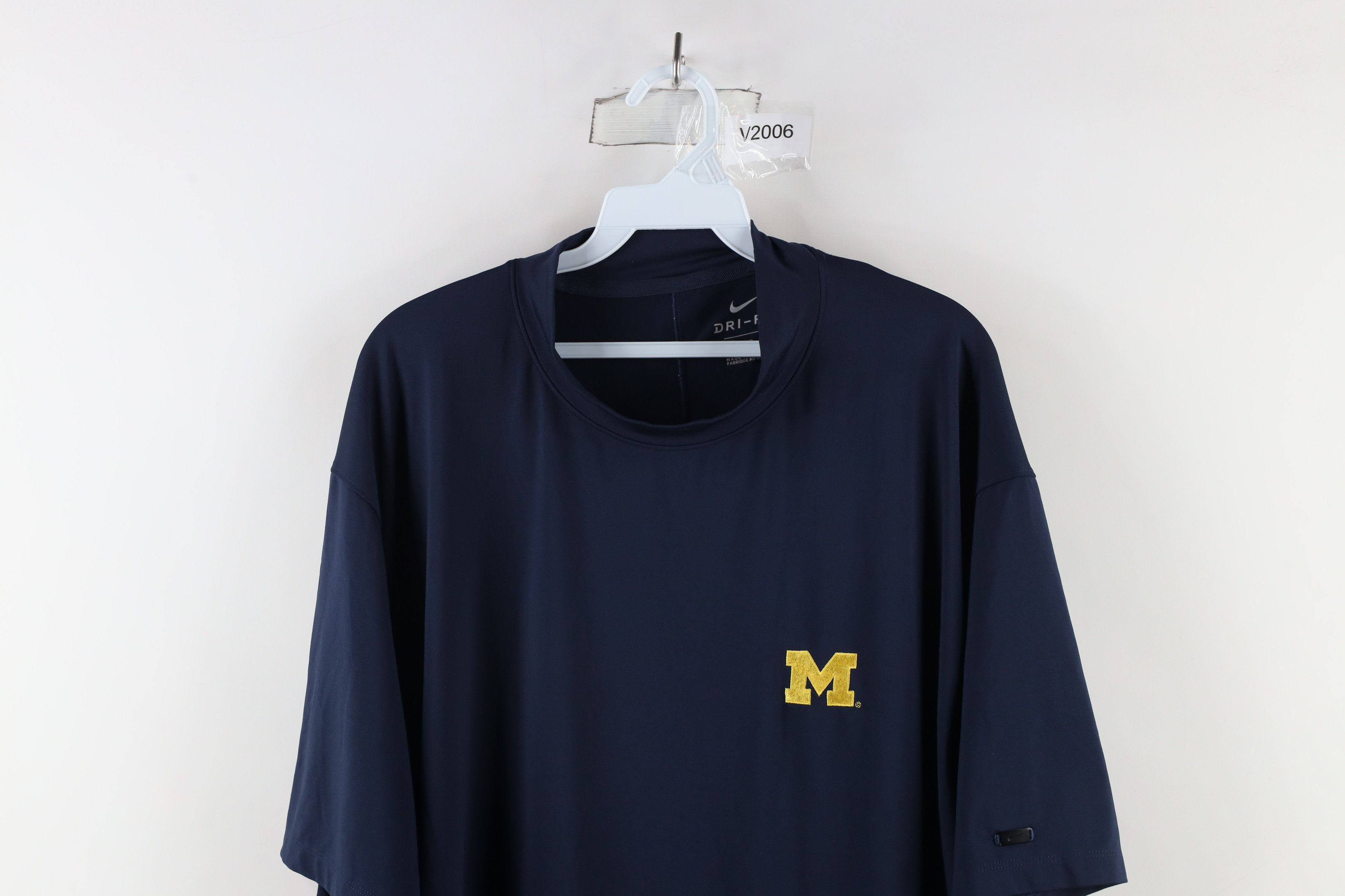 Nike × Vintage Nike Mini Swoosh University of Michigan Mock Neck T-Shirt Size US XXL / EU 58 / 5 - 2 Thumbnail