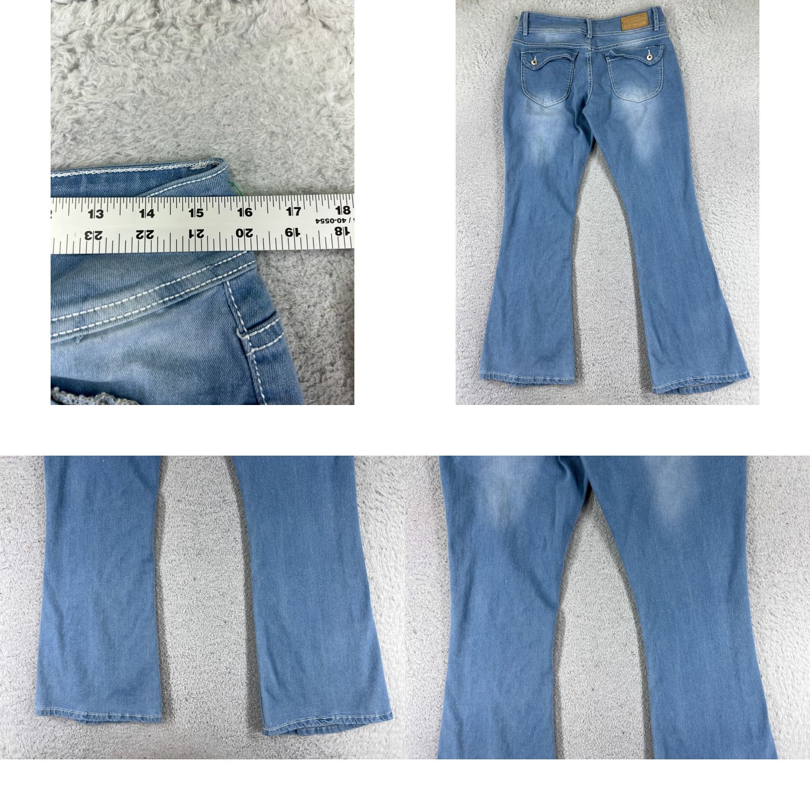 Denime Celebrity Ace Jeans Womens 30x29 Blue Denim Distressed Flared Slim Fit 5-Pocket Logo Button Zip Regular Adult Womens Clothing Size 30" / US 8 / IT 44 - 9 Thumbnail