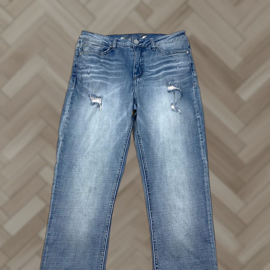 Vintage Seven7 Womens Jeans Slim Straight Blue Size 8 Distress 5115 Denim Mid Rise 30 In Inseam Regular Size 30" / US 8 / IT 44 - 1 Thumbnail