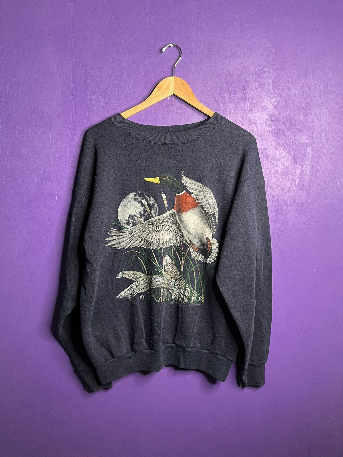 Vintage Vintage 90s Duck in a marsh crewneck Size US L / EU 52-54 / 3 - 1 Thumbnail