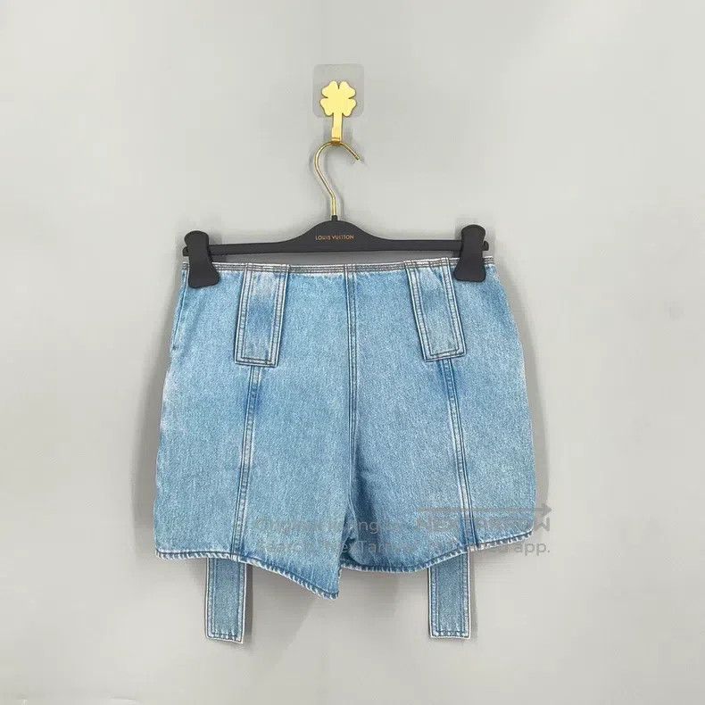 Fendi Fendi Blue Double Ribbon Faded Effect Work Denim Shorts Size 42" / US 20 - 2 Thumbnail