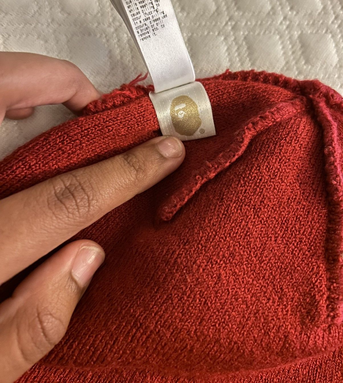 Bape BAPE Ape Patch Ribbed Beanie 'Red' Size ONE SIZE - 4 Thumbnail
