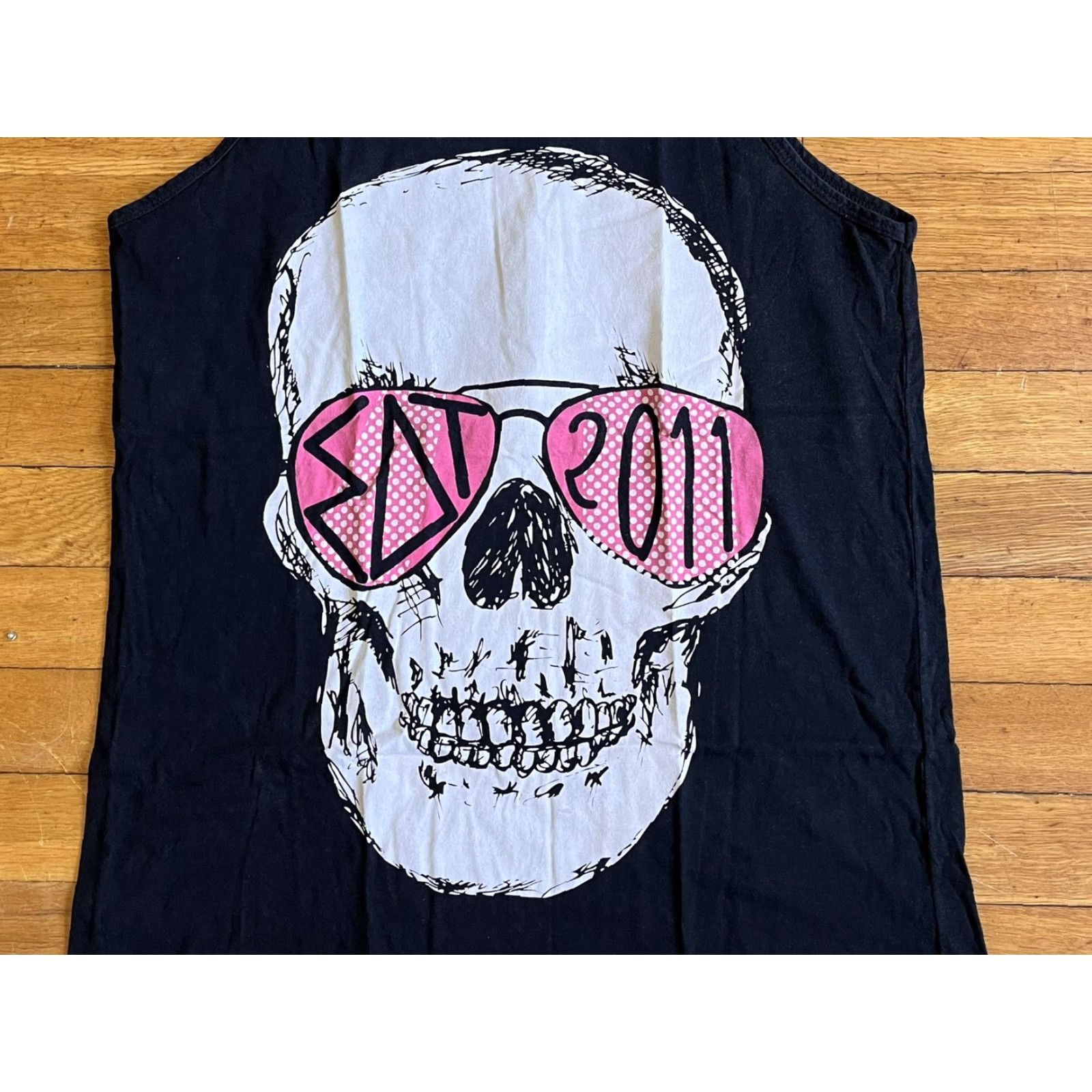 American Apparel Sigma Delta Tau Sorority Skull Tank Top Women’s Medium Black Tank Top Sleeveless Casual Size M / US 6-8 / IT 42-44 - 3 Thumbnail