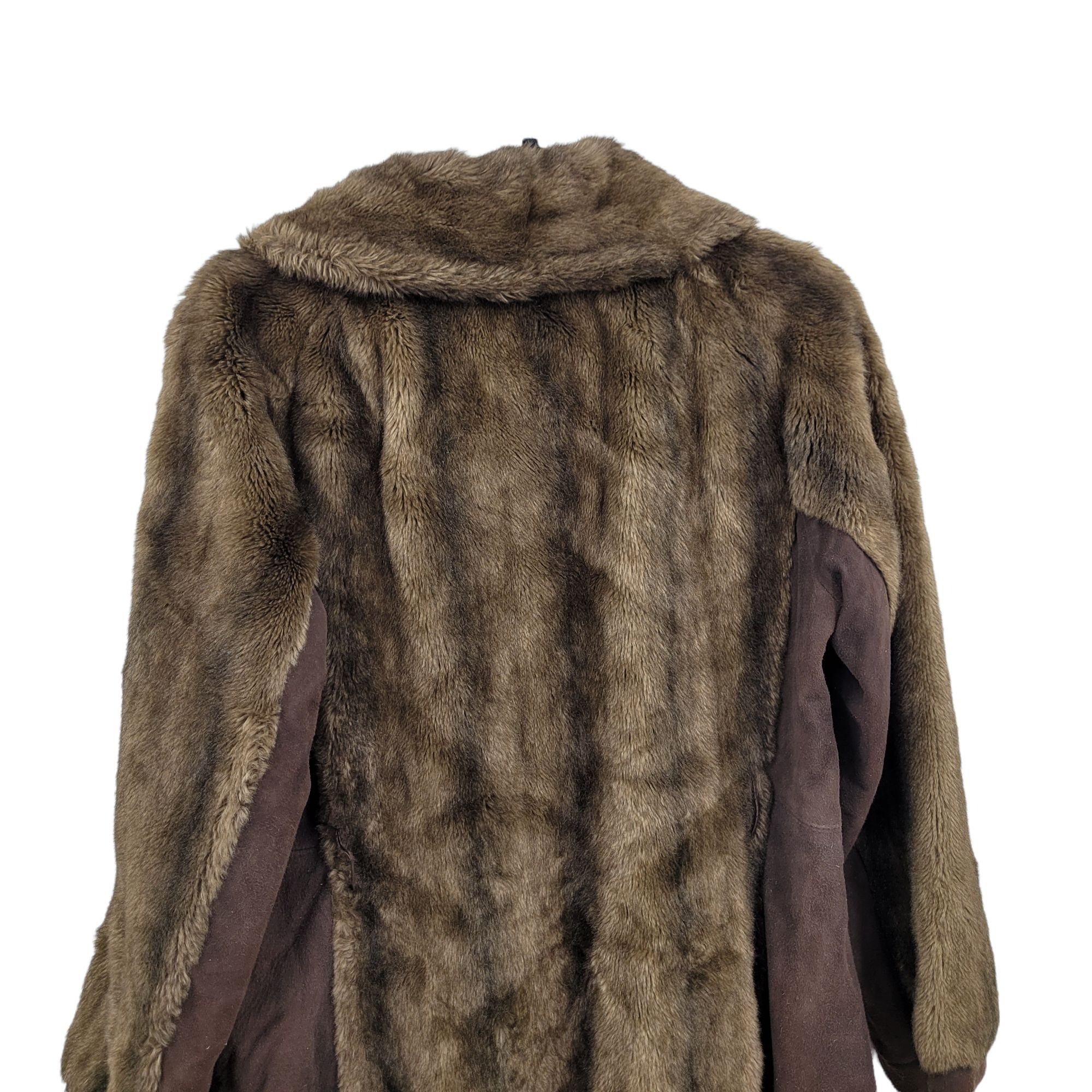 Vintage Vtg 60s Lilli Ann Vegan Faux Fur Swing Coat Sz M Brown Leath Size M / US 6-8 / IT 42-44 - 6 Thumbnail