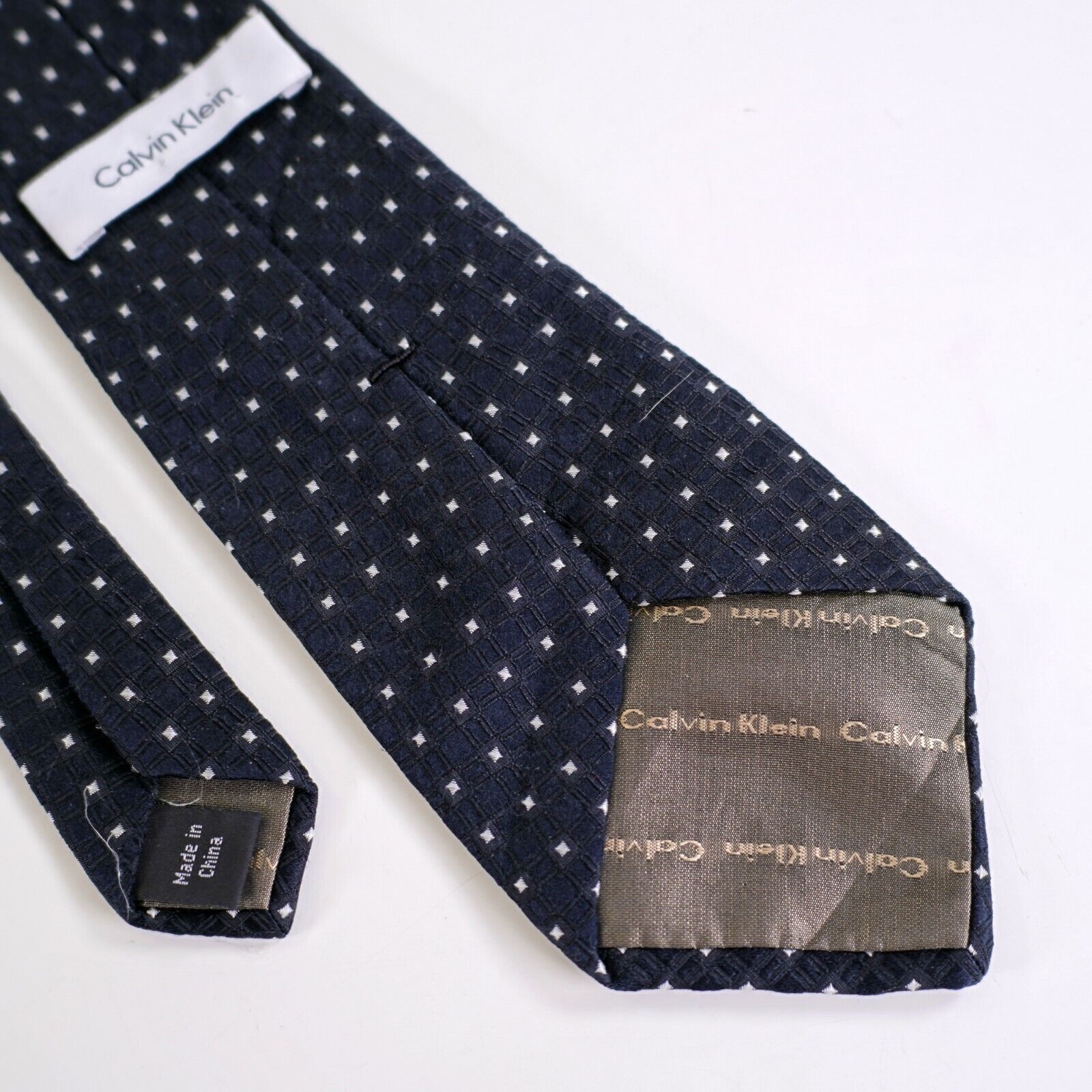 Calvin Klein Calvin Klein Blue Woven Geometric Silk Tie Size ONE SIZE - 6 Thumbnail