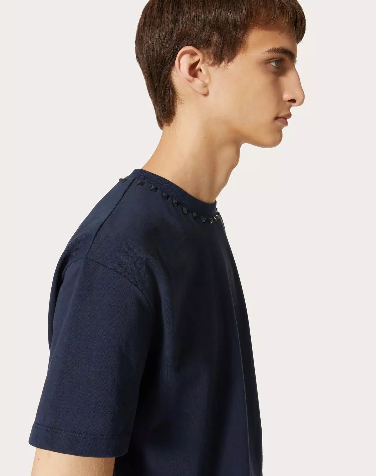 Valentino oc11z0625 Cotton Crewneck T-Shirt in Navy Blue Size US L / EU 52-54 / 3 - 6 Thumbnail