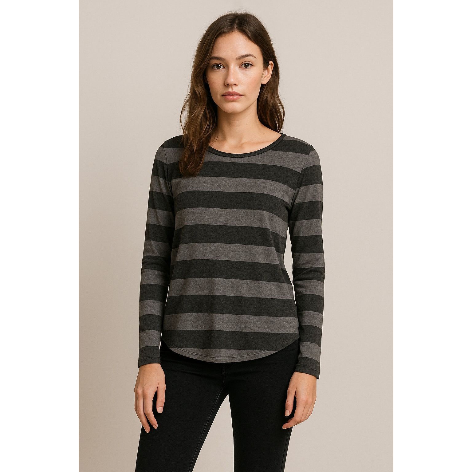 rue21 Casual Y2K Streetwear Gray Black Striped Long Sleeve Rue21 Size M / US 6-8 / IT 42-44 - 1 Thumbnail