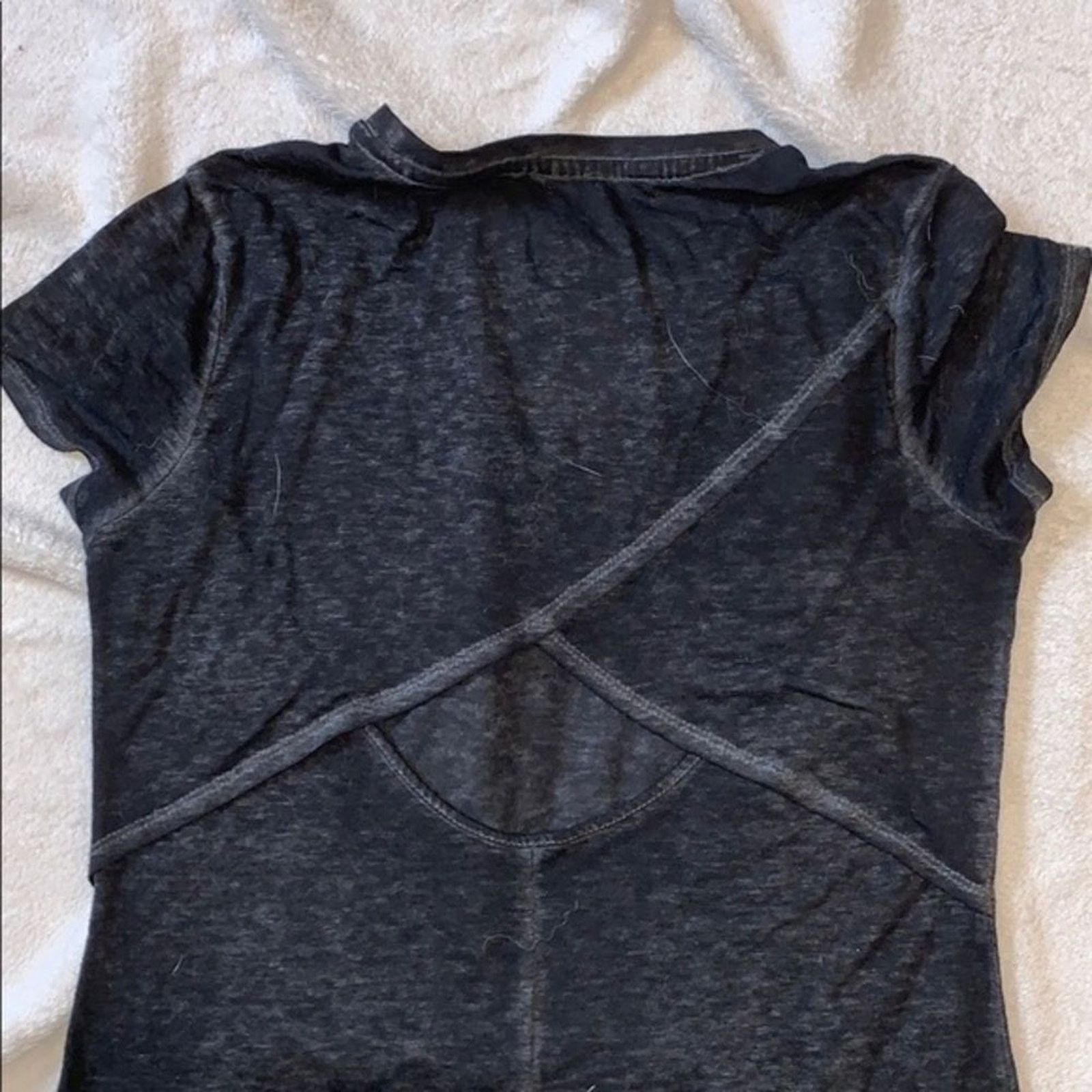Other Dark Gray Open Back Burnout Short Sleeve T-Shirt | Sz S Size S / US 4 / IT 40 - 4 Thumbnail