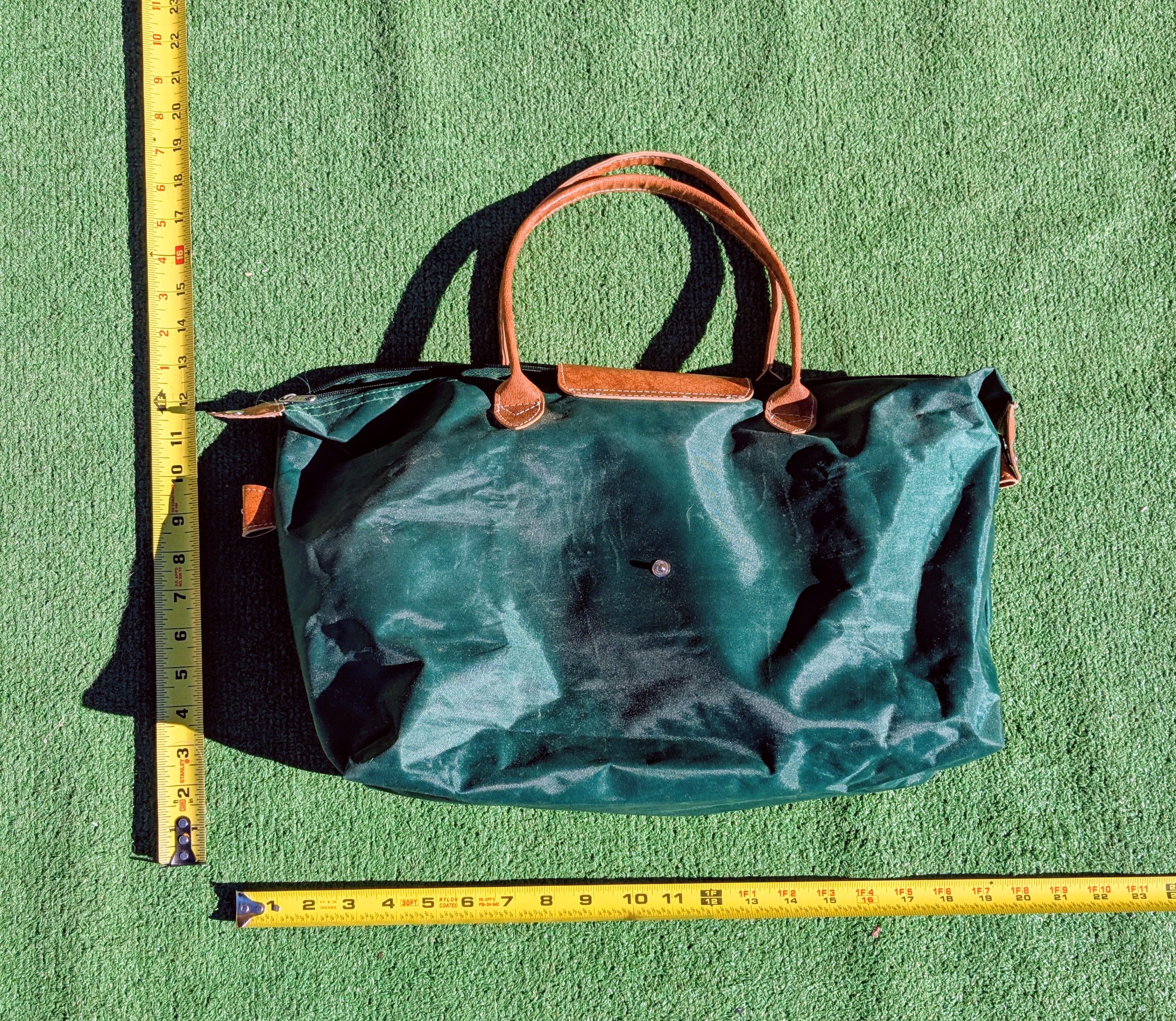 Other Vintage Campus Nylon w/Leather Accents Zip-Up Carry/Tote Bag Size ONE SIZE - 9 Thumbnail