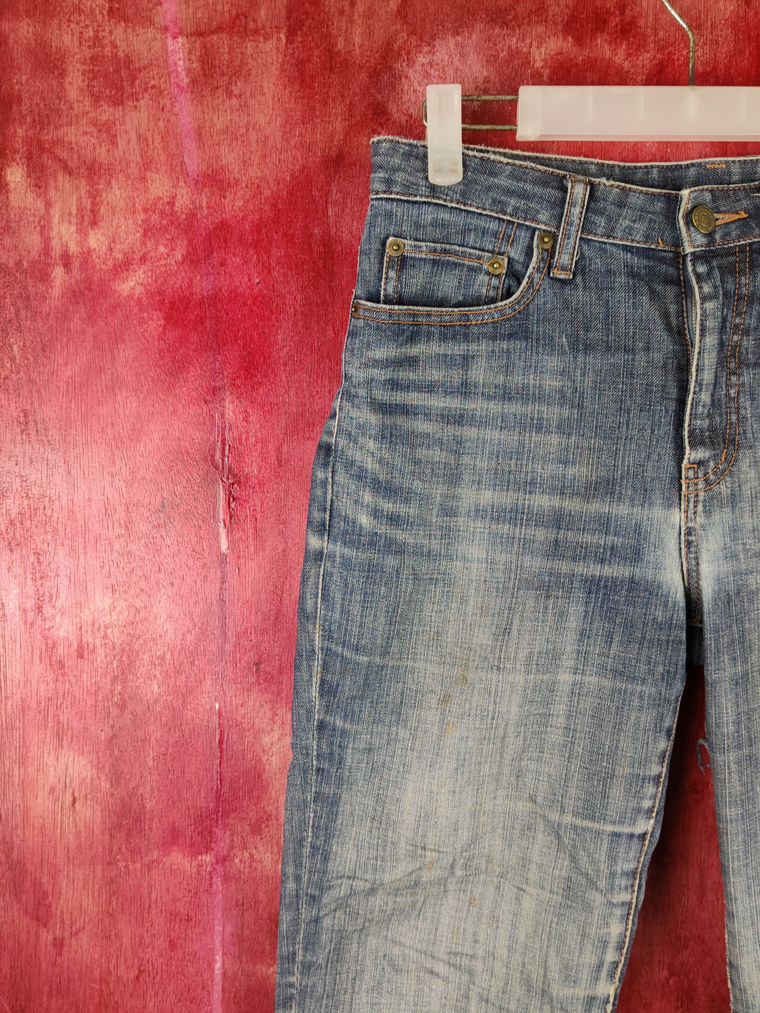 Japanese Brand Uniqlo Blue Faded Distressed Ripped Jeans #S2221 Size 28" / US 6 / IT 42 - 3 Thumbnail