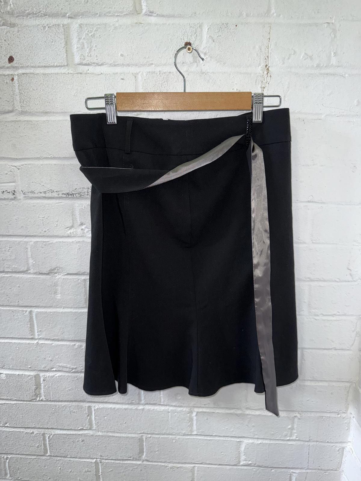 River Island Stylish Black Skirt with Satin Tie - River Island Size 28" / US 6 / IT 42 - 4 Thumbnail