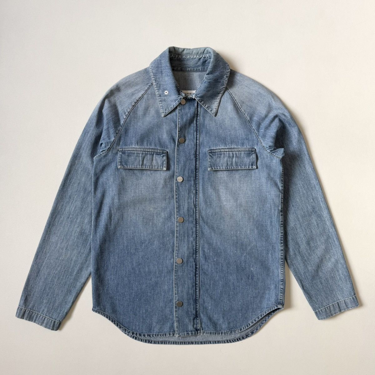 Maison Margiela S/S 19 Washed Blue Zip Denim Utility Shirt Size US M / EU 48-50 / 2 - 2 Thumbnail