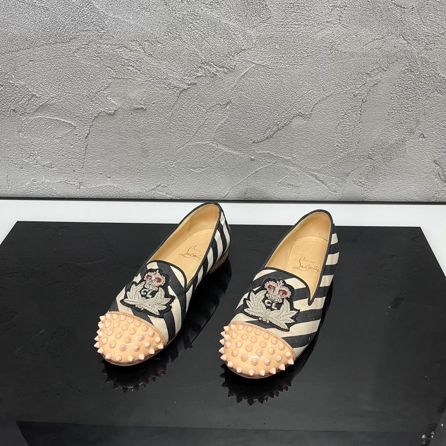 Christian Louboutin CL Embroidered Studded Loafers 36 98 New Size US 5 / IT 35 - 1 Thumbnail