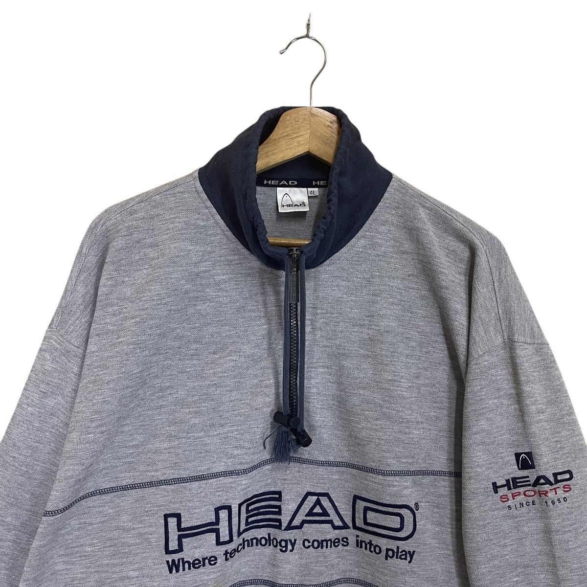 Japanese Brand × Vintage Vintage 90s Head Halfzip Sweatshirt Size US XXL / EU 58 / 5 - 4 Thumbnail