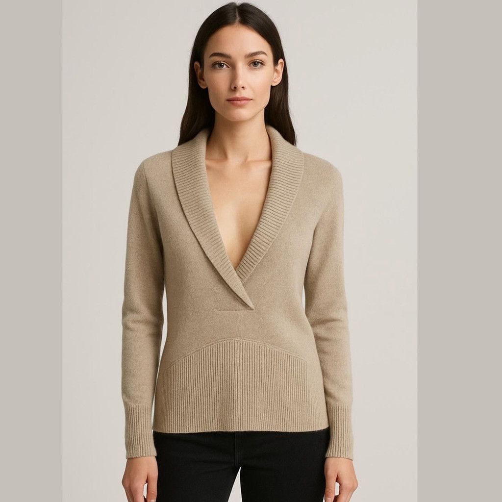 Other Ferrante Italy 100% Cashmere Beige Shawl Collar Sweater- M Size M / US 6-8 / IT 42-44 - 1 Thumbnail