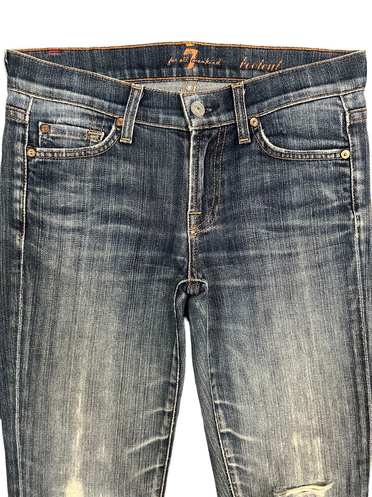 7 For All Mankind Vintage Japanese Brand Blue Washed Distressed Flare Jeans Size US 29 - 3 Thumbnail