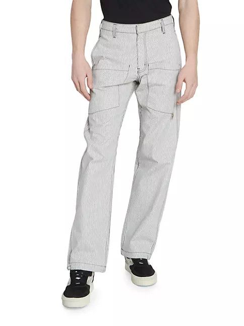 Rhude os11x0124 Pinstriped Front Pocket Pants in White & Black Size US 36 / EU 52 - 2 Thumbnail