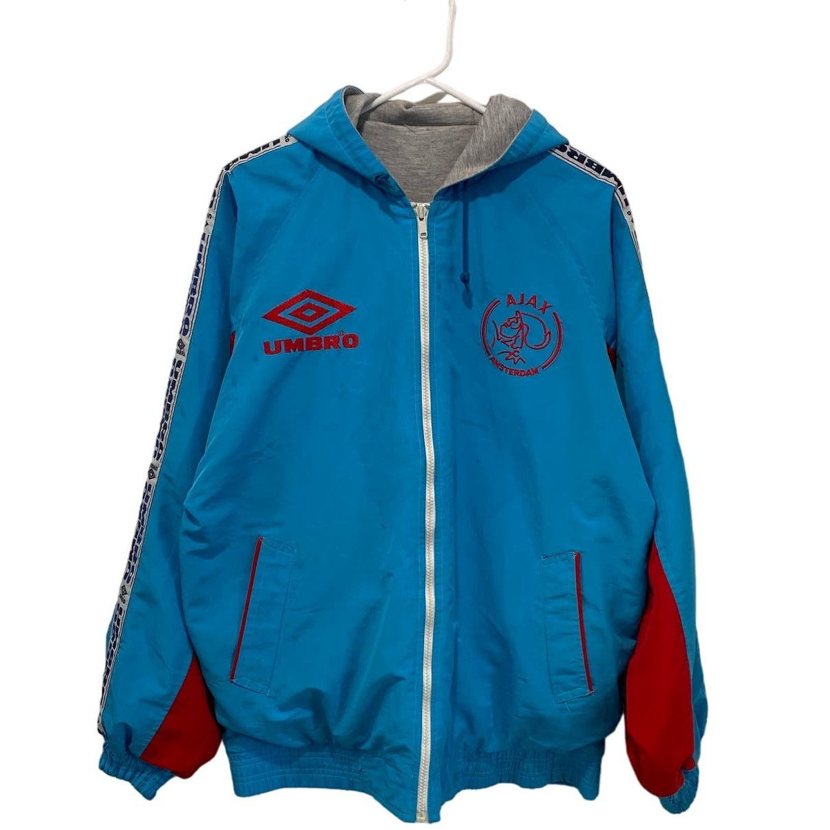 image of VTG Umbro Ajax Soccer Reversible Windbreaker Jacket Men's XL in Blue