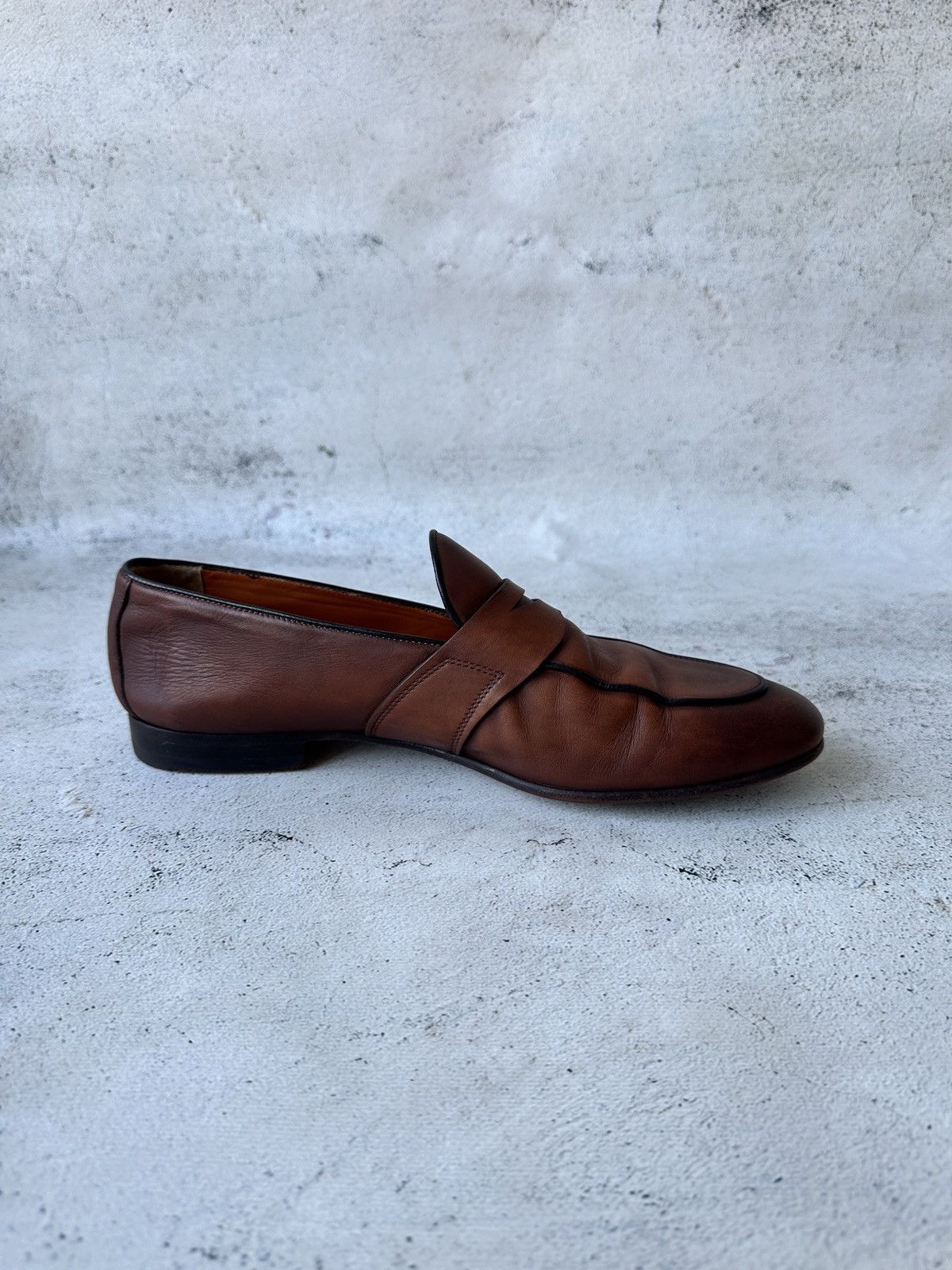 Santoni Santoni Loafers Brown Leather Penny Slip-On Dress Shoes Size US 9.5 / EU 42-43 - 16 Thumbnail