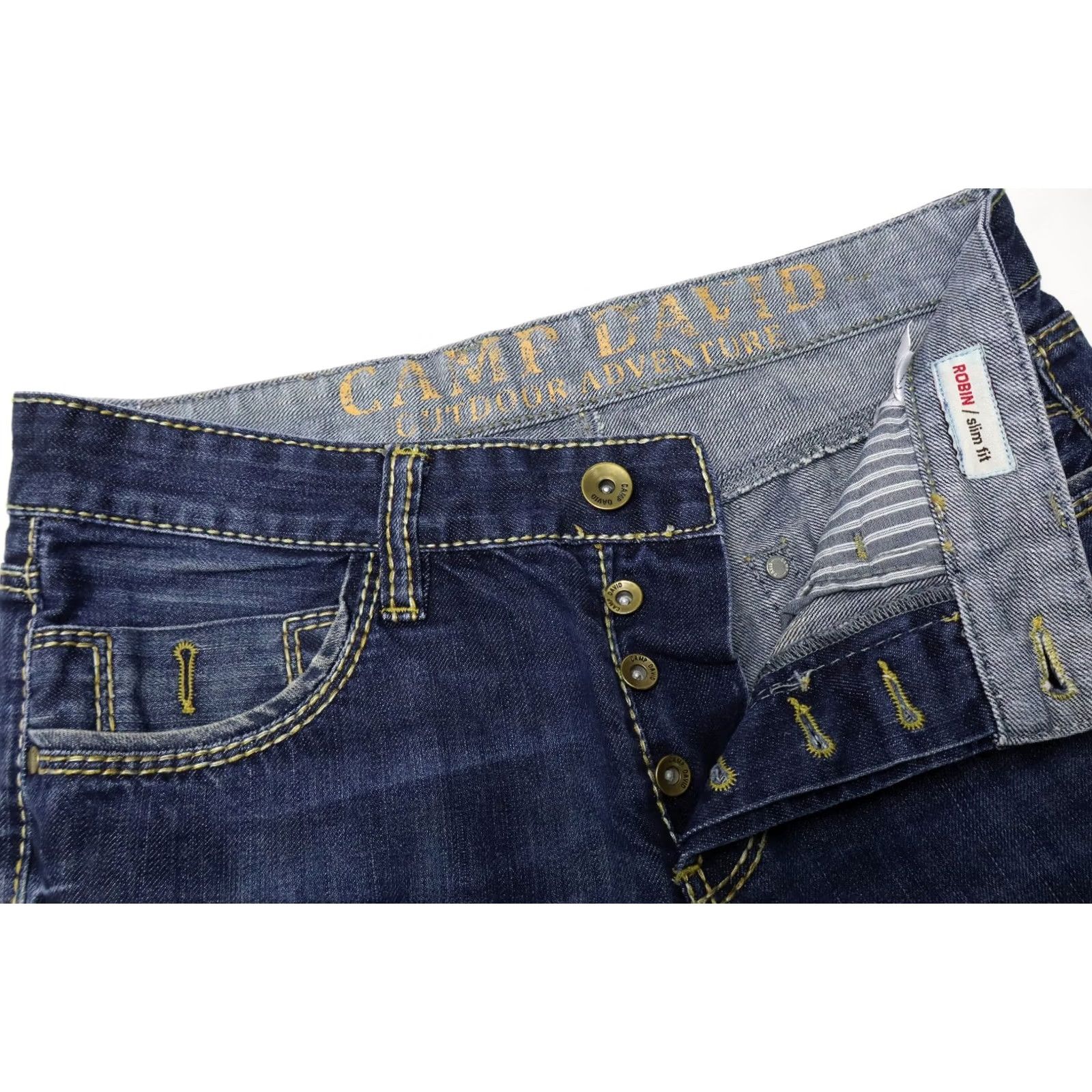 Vintage CAMP DAVID Jeans Slim Fit Robin Men's W30/L32 Blue Denim Whiskers Button Fly Size US 30 / EU 46 - 4 Thumbnail