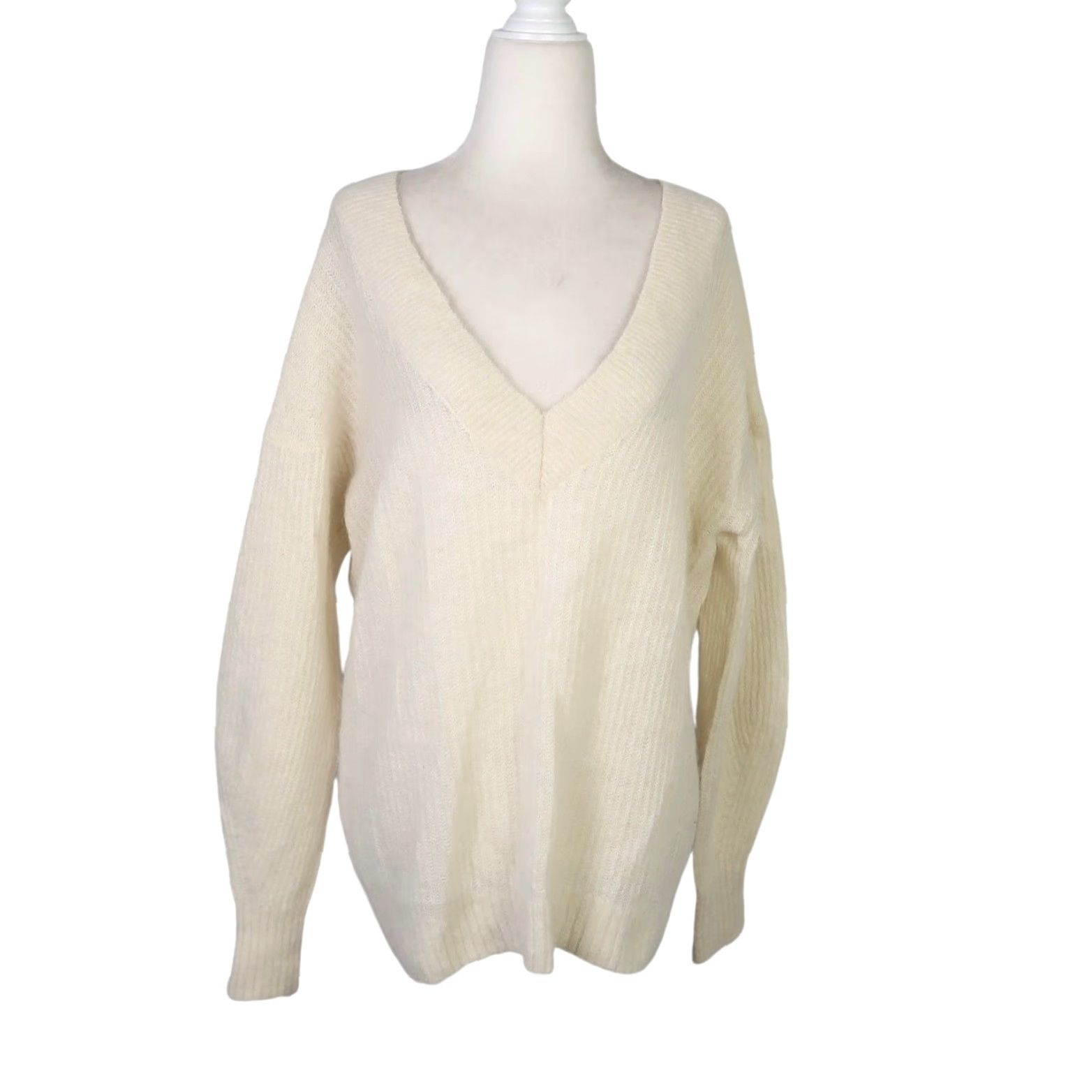 Vintage VINTAGE The Group Babaton cream alpaca blend knit v-neck sweater S Size S / US 4 / IT 40 - 2 Thumbnail