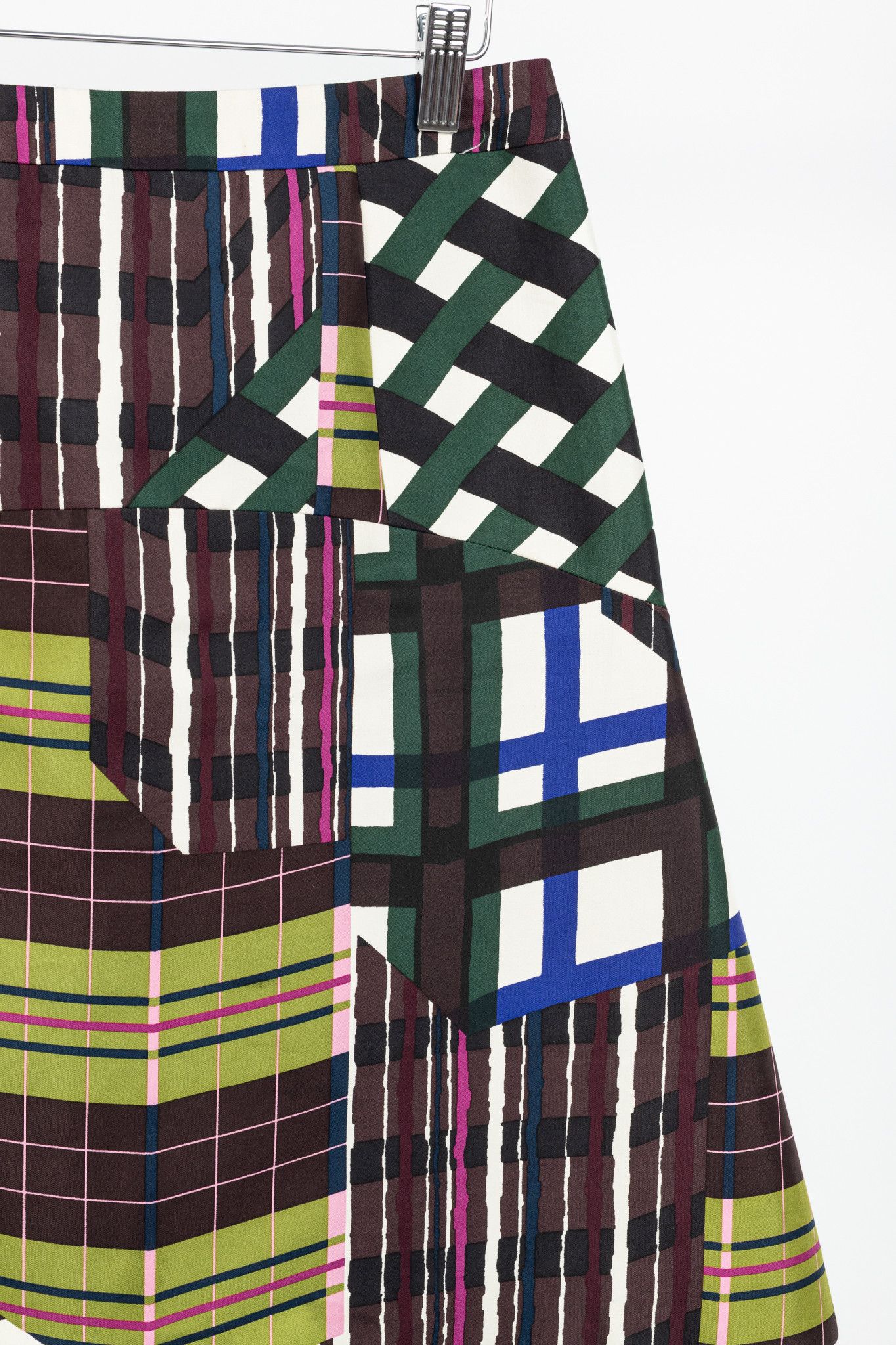 Marni Marni PF/15 Green & Brown Patchwork-Plaid A-Line Mini Skirt Size 27" / US 4 / IT 40 - 4 Thumbnail
