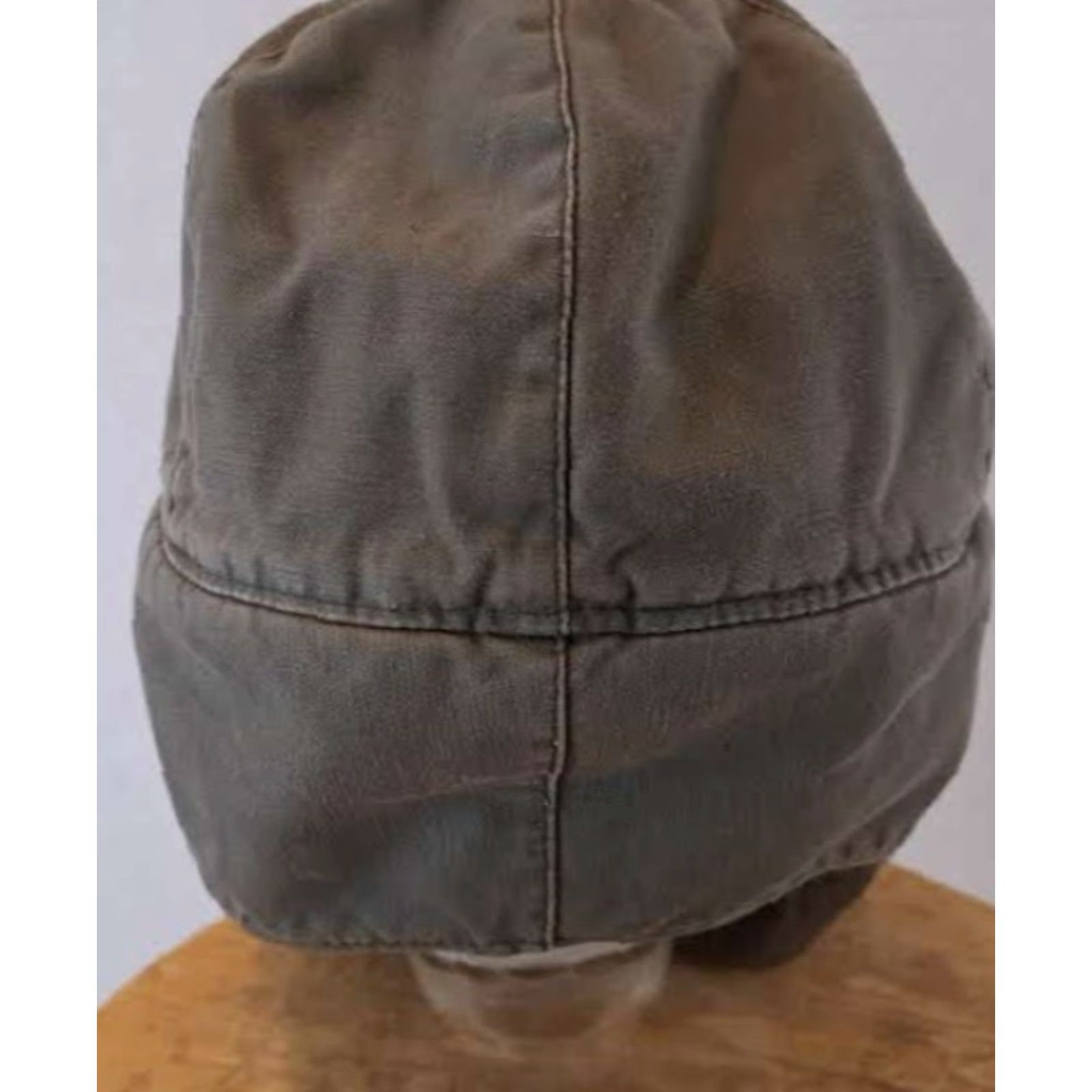 Vintage VINTAGE Albert Kempf Teunz Insulated Skull Cap with Adjustable Chin Strap Mens Winter Green Canvas Cotton Ear Flap Military 7 1/4 Medium Size ONE SIZE - 5 Thumbnail