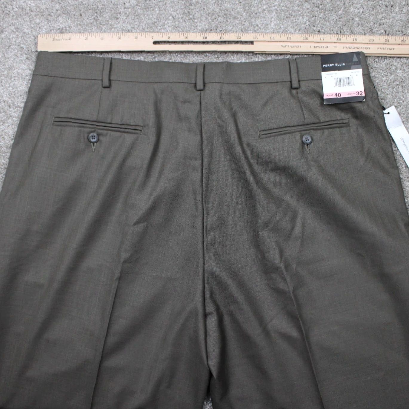 Perry Ellis Perry Ellis Dress Pants Mens 40x32 Gray Flat Front Polyester/Rayon NWT City Fit Pants Size US 40 / EU 56 - 6 Thumbnail