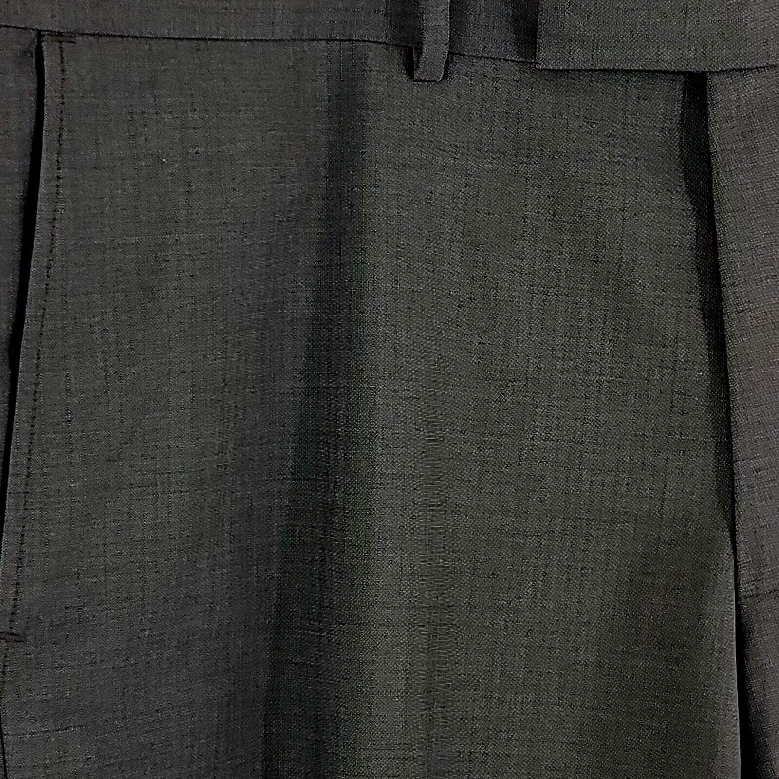 Hugo Boss Hugo Boss Pasini Gray Flat Front Birdseye Wool Mid Rise Dres Size 34R - 2 Thumbnail